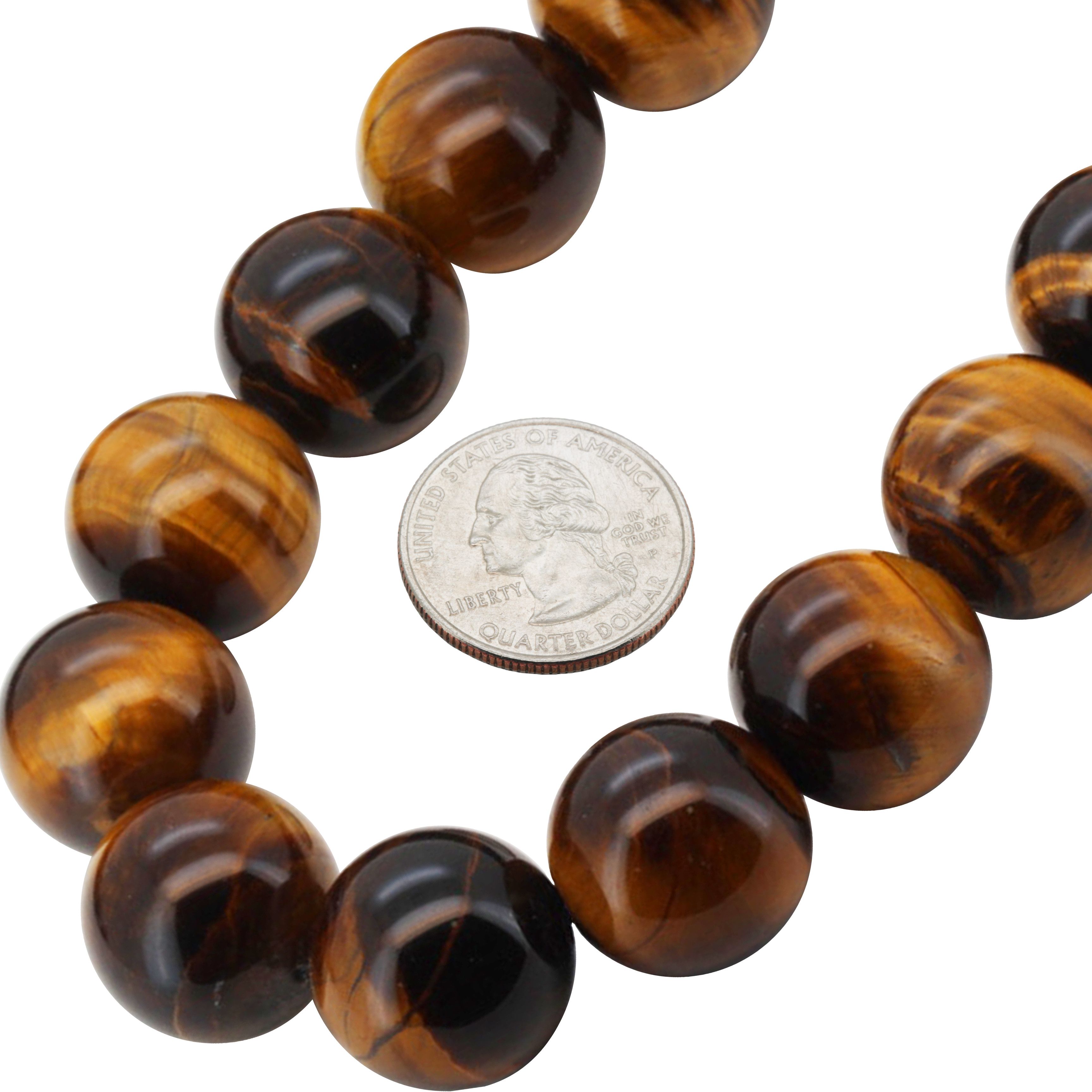 Other 20mm Tiger Eye Beaded Necklace 36” Size ONE SIZE - 2 Thumbnail