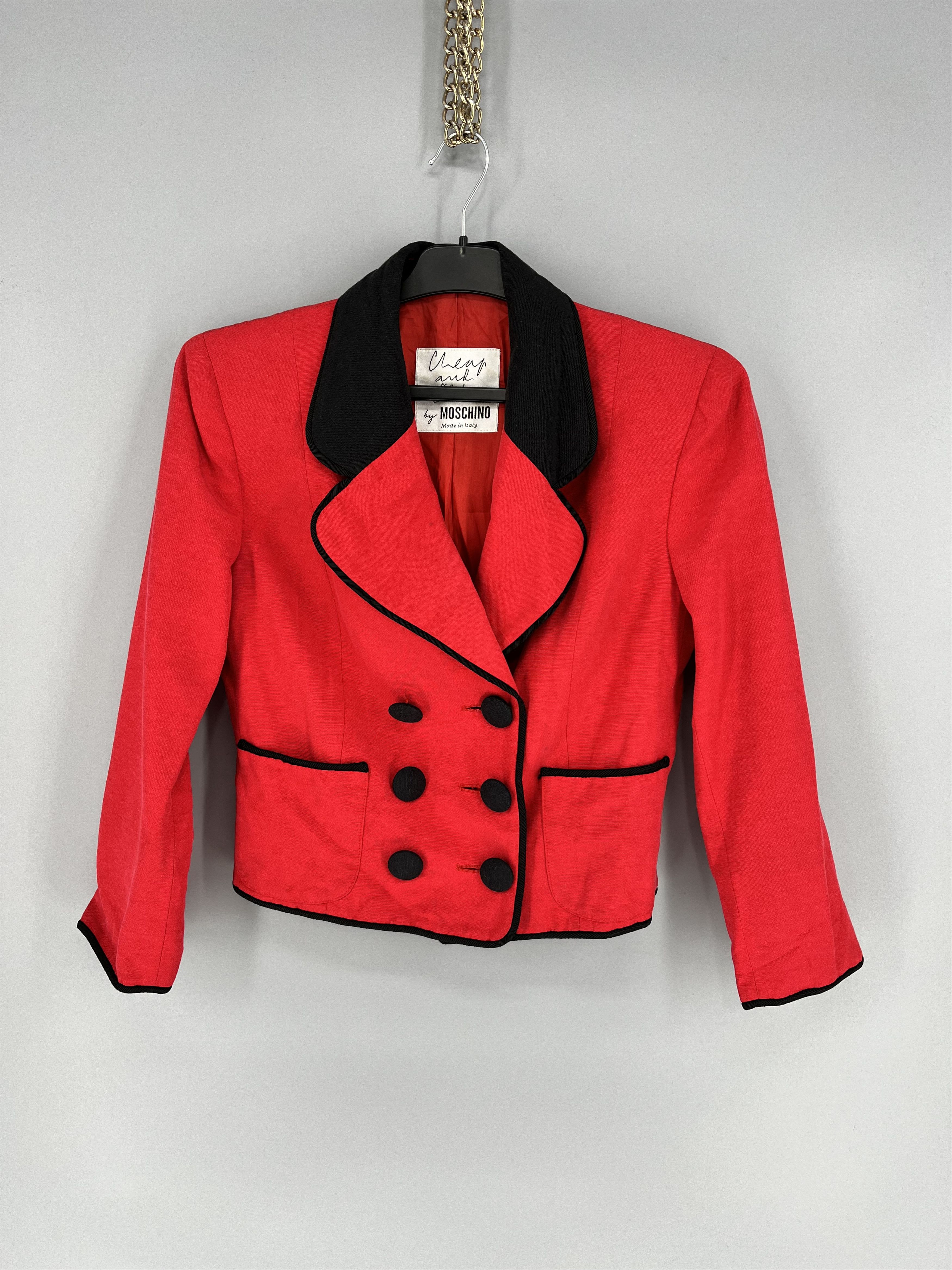 Moschino MOSCHINO Cheap and Chic 1990s Red Double Breast Crop Jacket Size M / US 6-8 / IT 42-44 - 1 Thumbnail