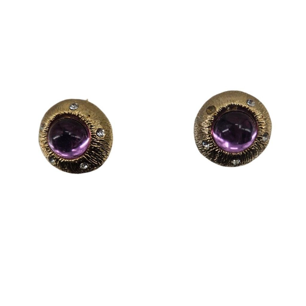 Vintage Vintage Amethyst Glass Cabochon Clip-Ons Size ONE SIZE - 5 Thumbnail