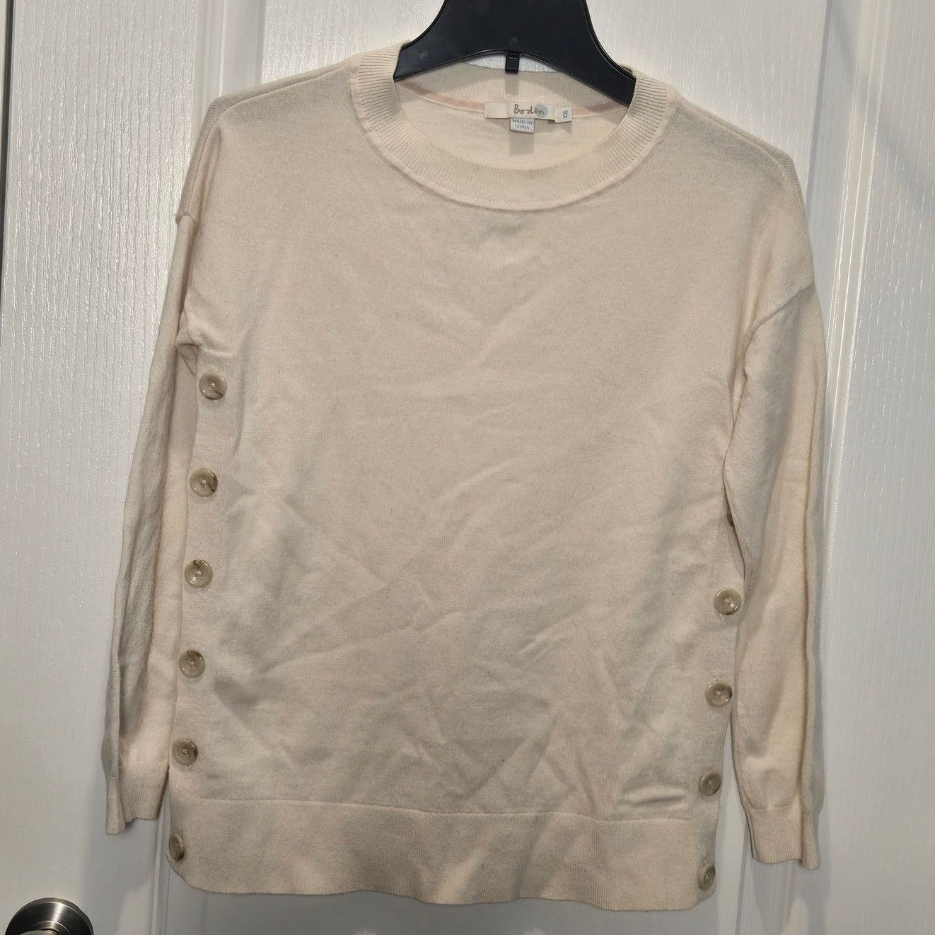 Boden Boden Grace Button Sweater Cream sz XS side buttons Size XS / US 0-2 / IT 36-38 - 1 Thumbnail