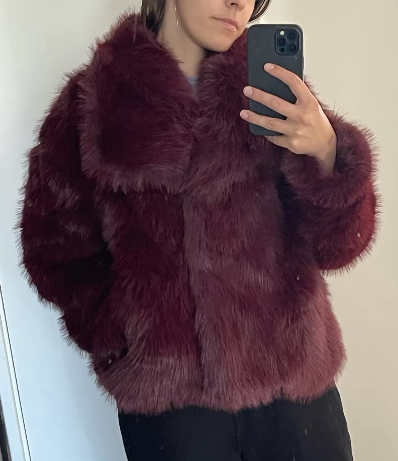 Other Loose Stand Collar Long Sleeve Faux Fur Jacket Size S / US 4 / IT 40 - 3 Thumbnail