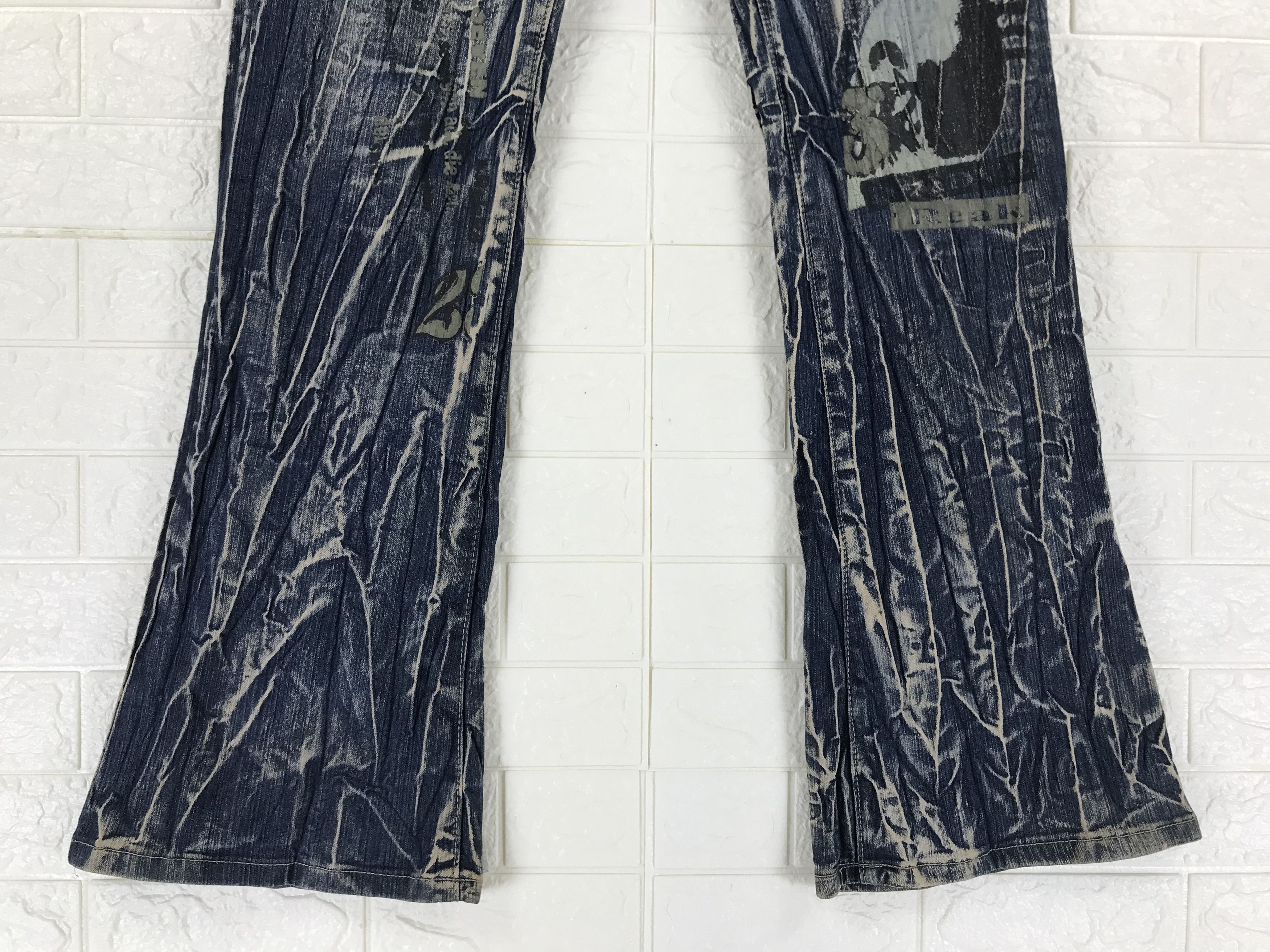 If Six Was Nine Vintage Japanese Bleach Art Printed Flare Jeans Size US 36 / EU 52 - 4 Thumbnail