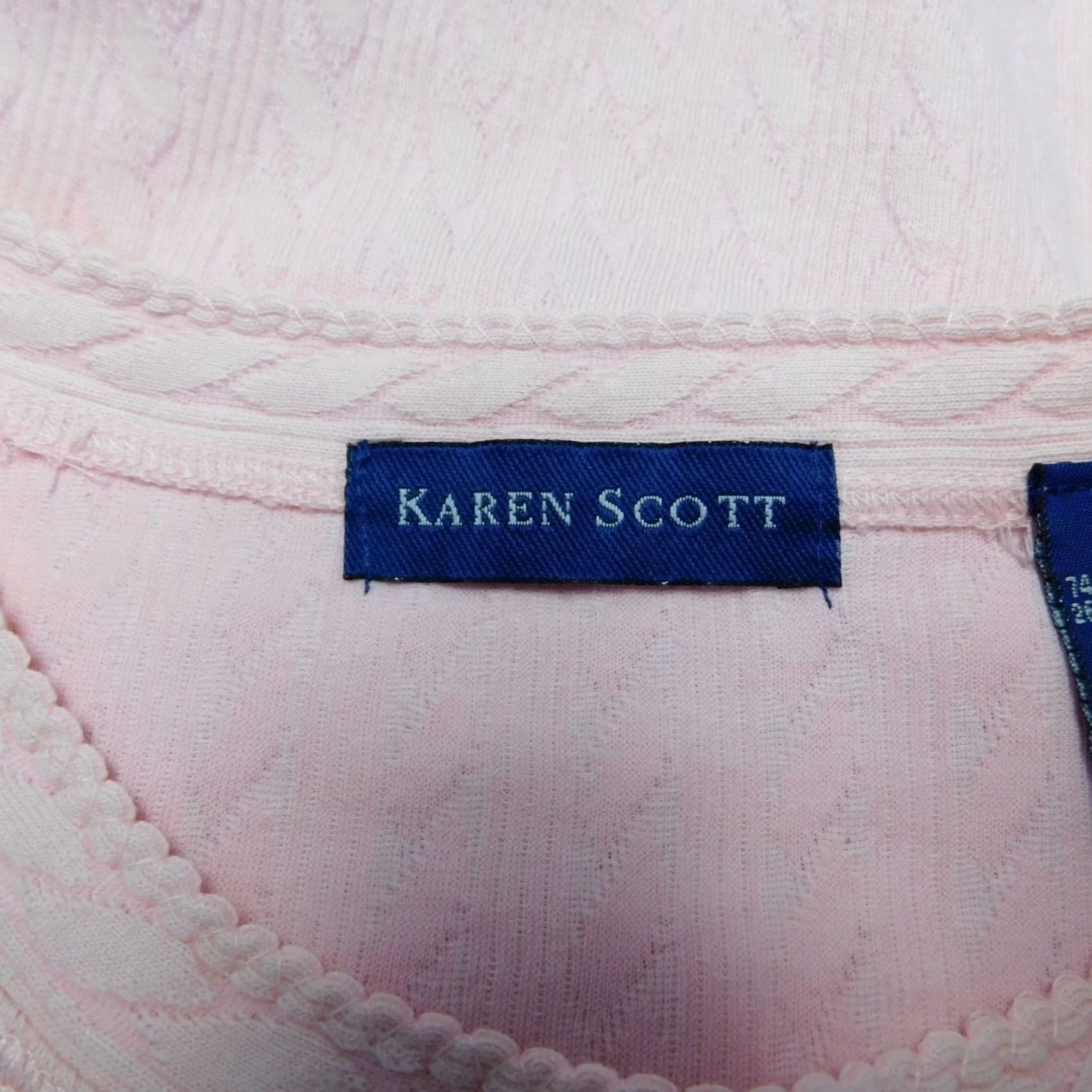 Vintage Karen Scott Pink Cable Knit T-Shirt Large Crew Neck Short Sleeve Women's Casual Size L / US 10 / IT 46 - 4 Thumbnail