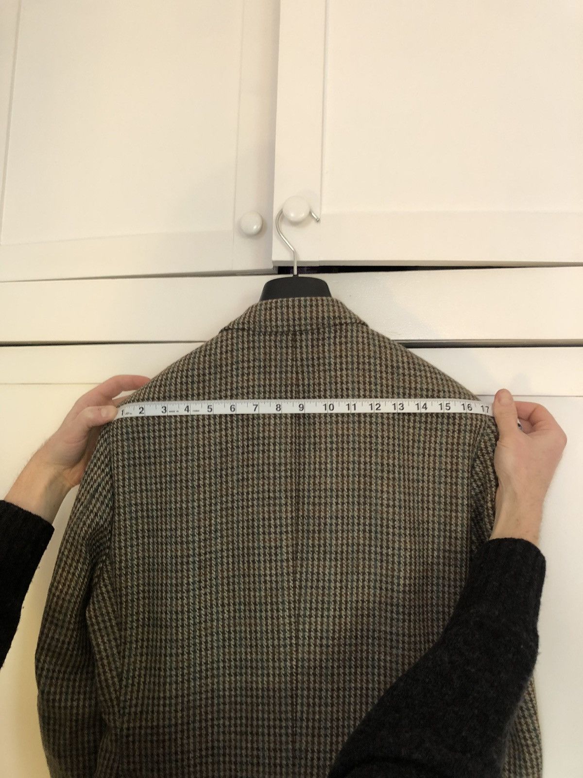 J. Mueser Campania sport jacket in beige-olive-brown houndstooth tweed Size 38R - 10 Thumbnail