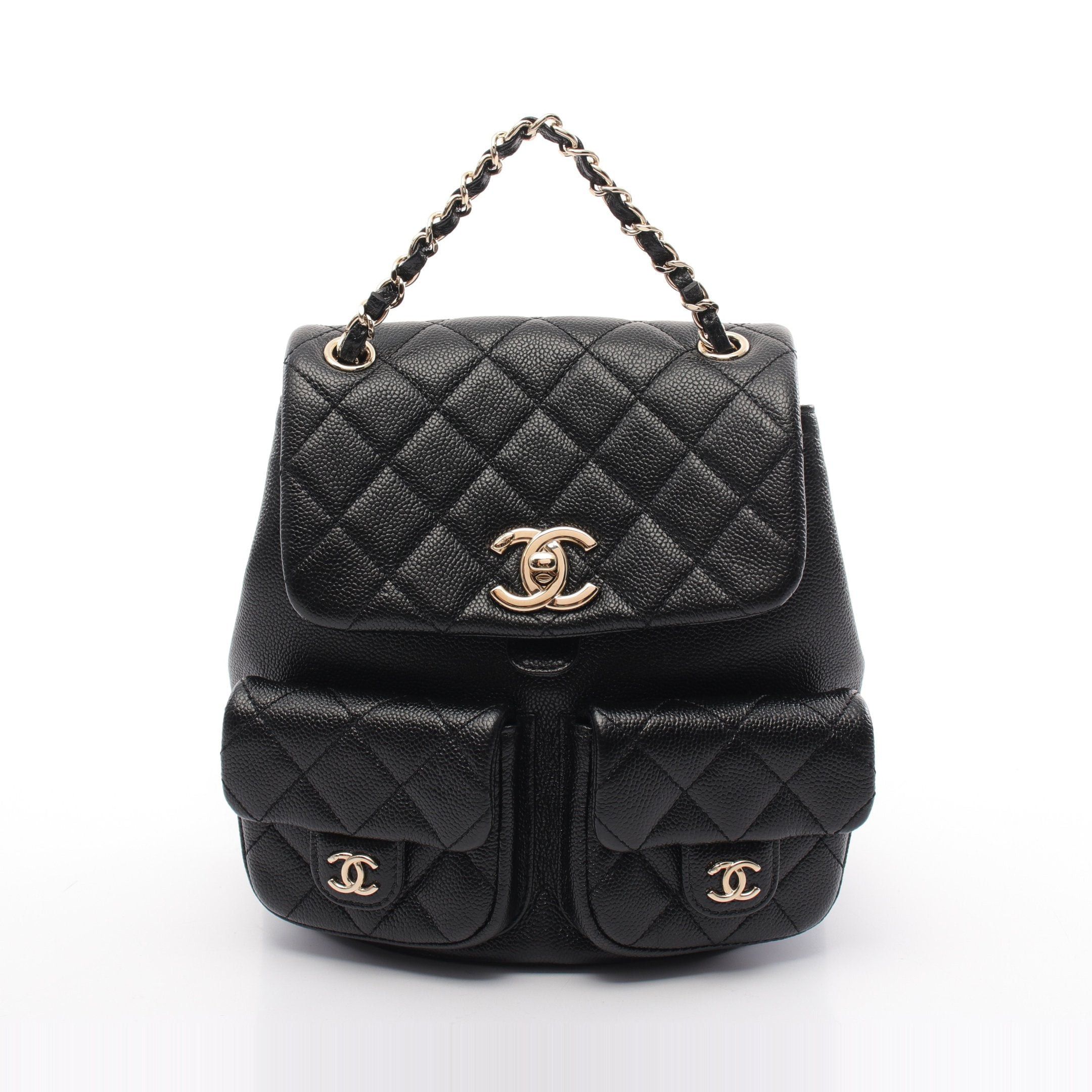 Chanel Small Backpack Rucksack Caviar Skin Black Gold Hardware