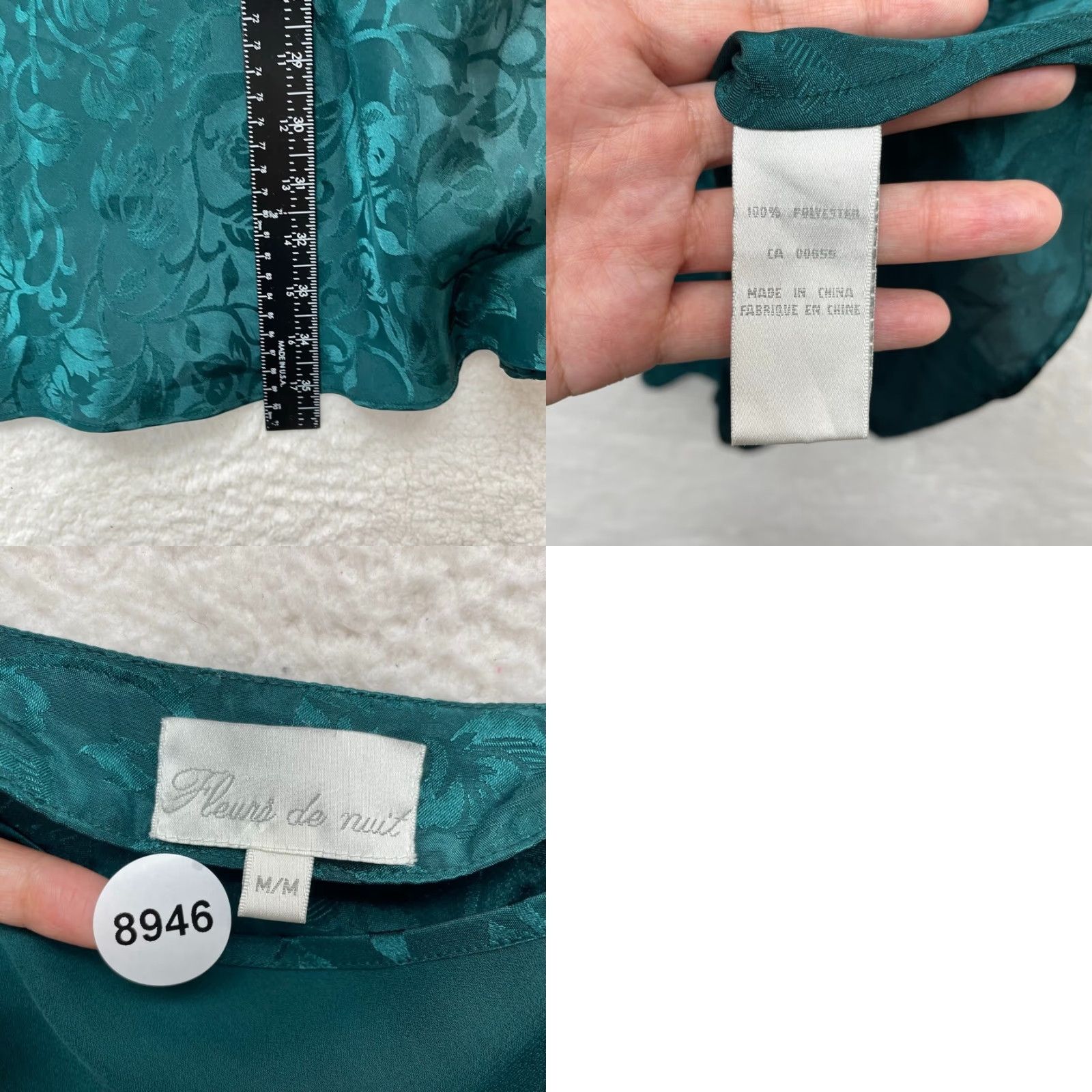 Vintage **90s Vintage Fleur de Nuit Emerald Medium Satin Slip Dress Victorian** User: **90s Vintage Fleur de Nuit Emerald Medium Satin Slip Dress Victorian** Size M / US 6-8 / IT 42-44 - 8 Thumbnail