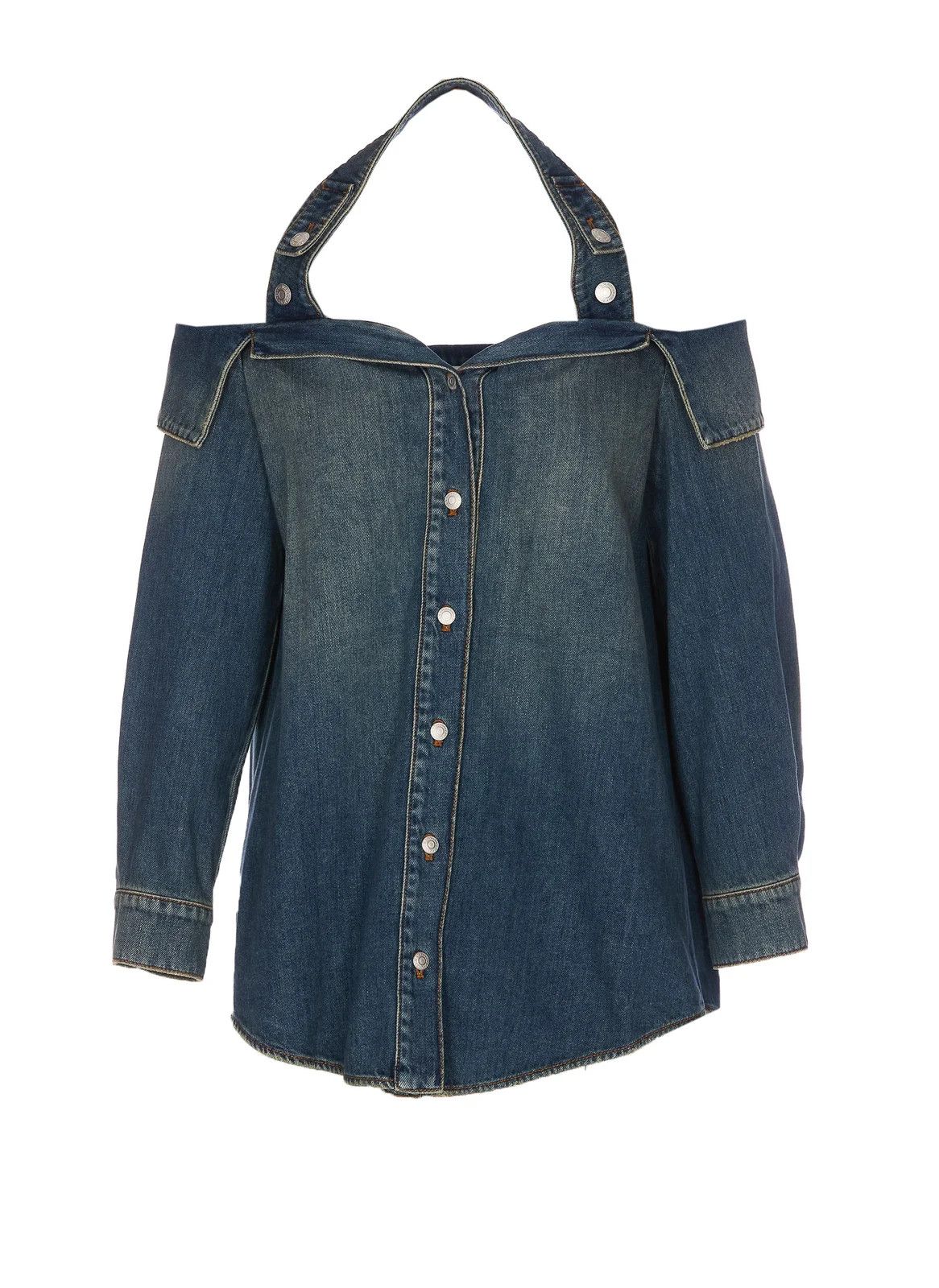 Alexander McQueen o1y0325 Denim Shirt in Blue Size S / US 4 / IT 40 - 1 Thumbnail