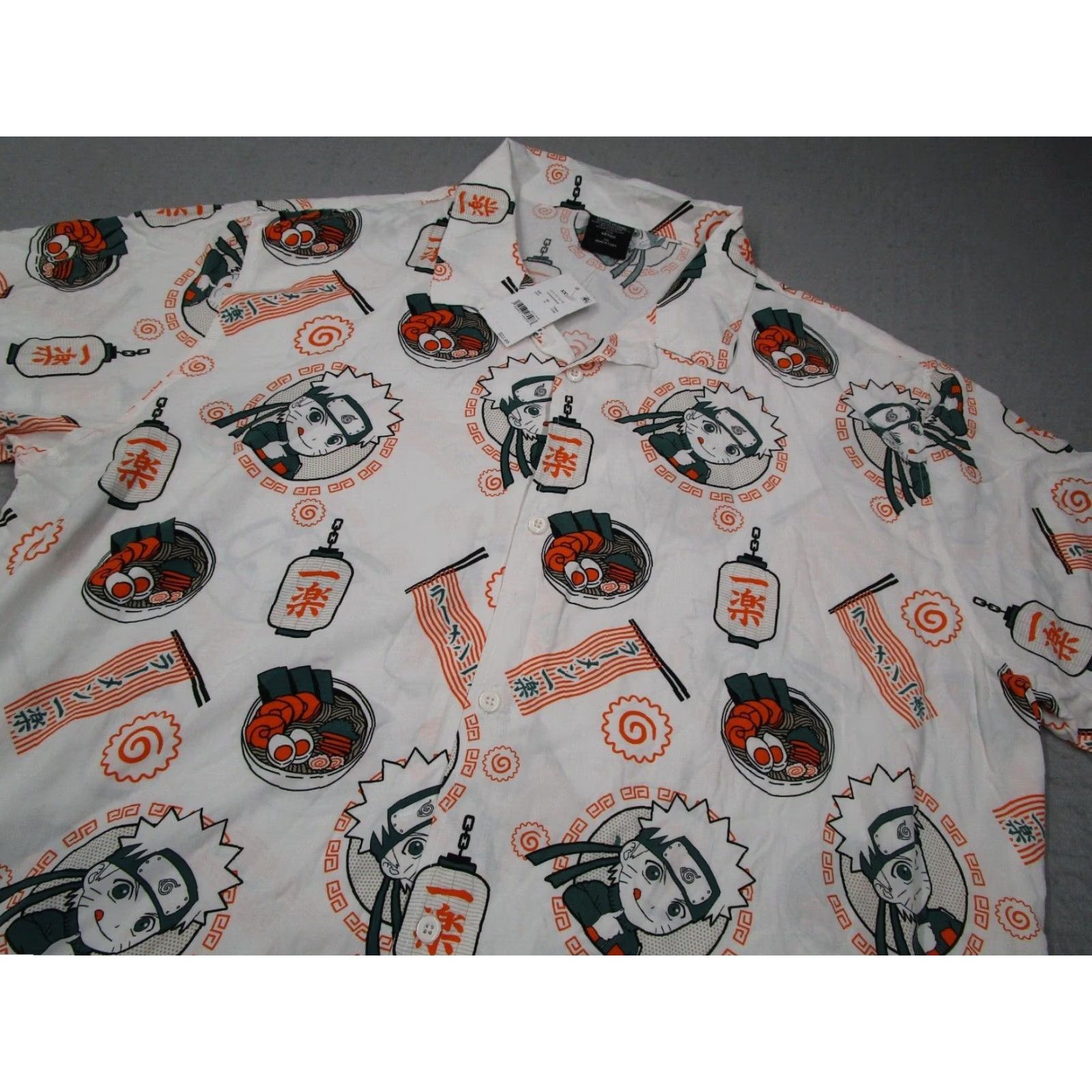 Vintage Naruto Shirt Adult 2XL White Button-Up Short Sleeve Hawaiian Geometric Logo Anime 2007 Mens Size US XXL / EU 58 / 5 - 2 Thumbnail