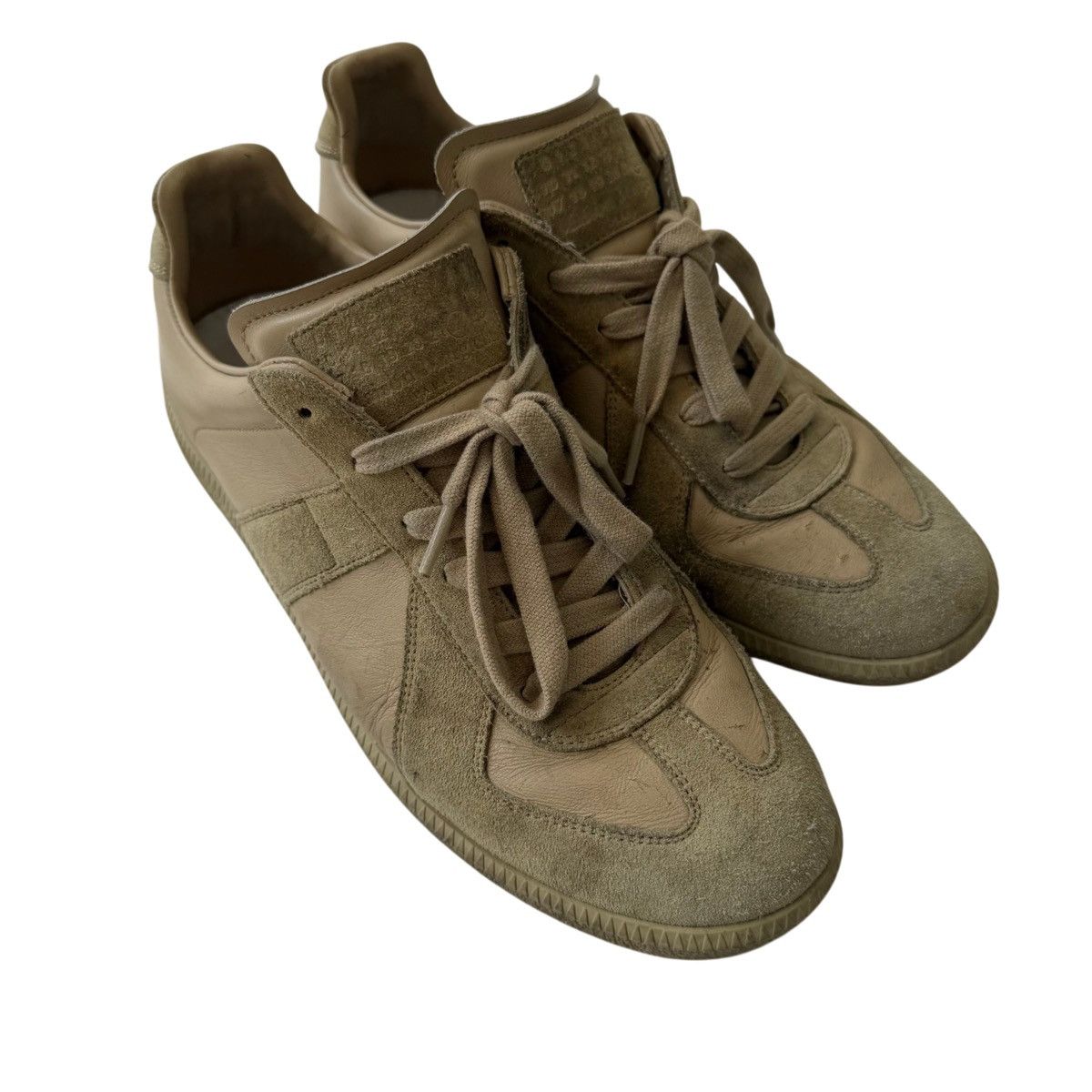 Maison Margiela Maison Margiela Leather Low-Top German Trainer GAT Beige Size US 9 / EU 42 - 2 Thumbnail
