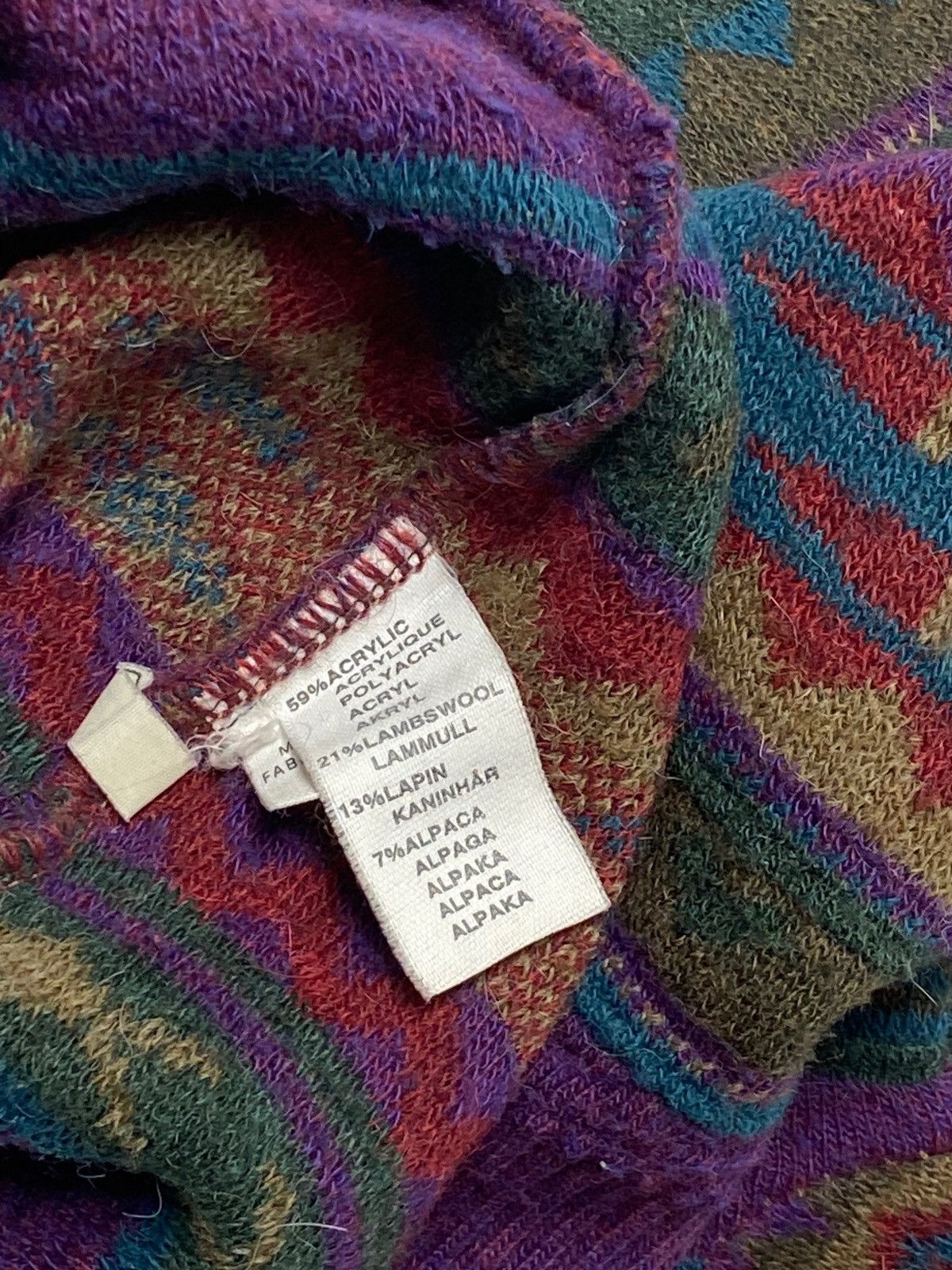 Vintage 90s Vintage MODA MASSIMO Multi Colour Wool Sweater Grunge Size US L / EU 52-54 / 3 - 5 Thumbnail