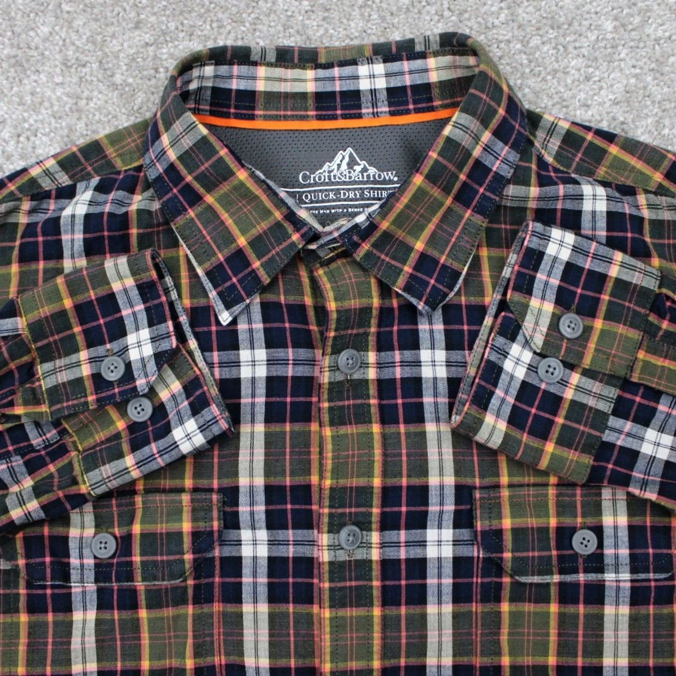 Croft & Barrow Croft & Barrow Quick Dry Shirt Mens Large Red/Blue/White Cotton Stretch S/S Button-Up Casual Travel Modern Graphic Print Size US L / EU 52-54 / 3 - 2 Thumbnail