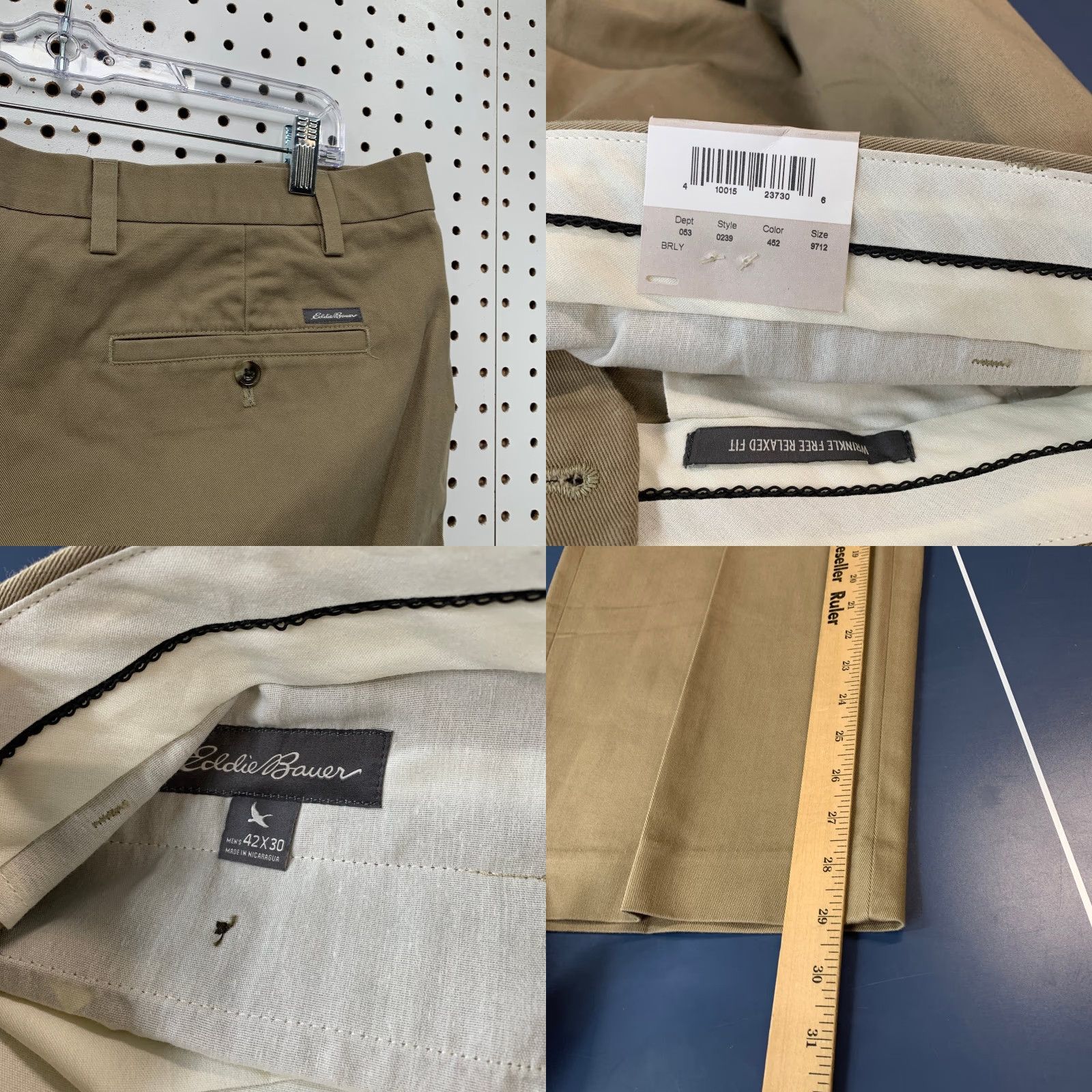 Eddie Bauer Eddie Bauer Pants Mens 42x30 Chino Khaki Relaxed Straight Beige 42 Chest Pocket Type Flat Front NWT 90s? Size US 42 / EU 58 - 8 Thumbnail