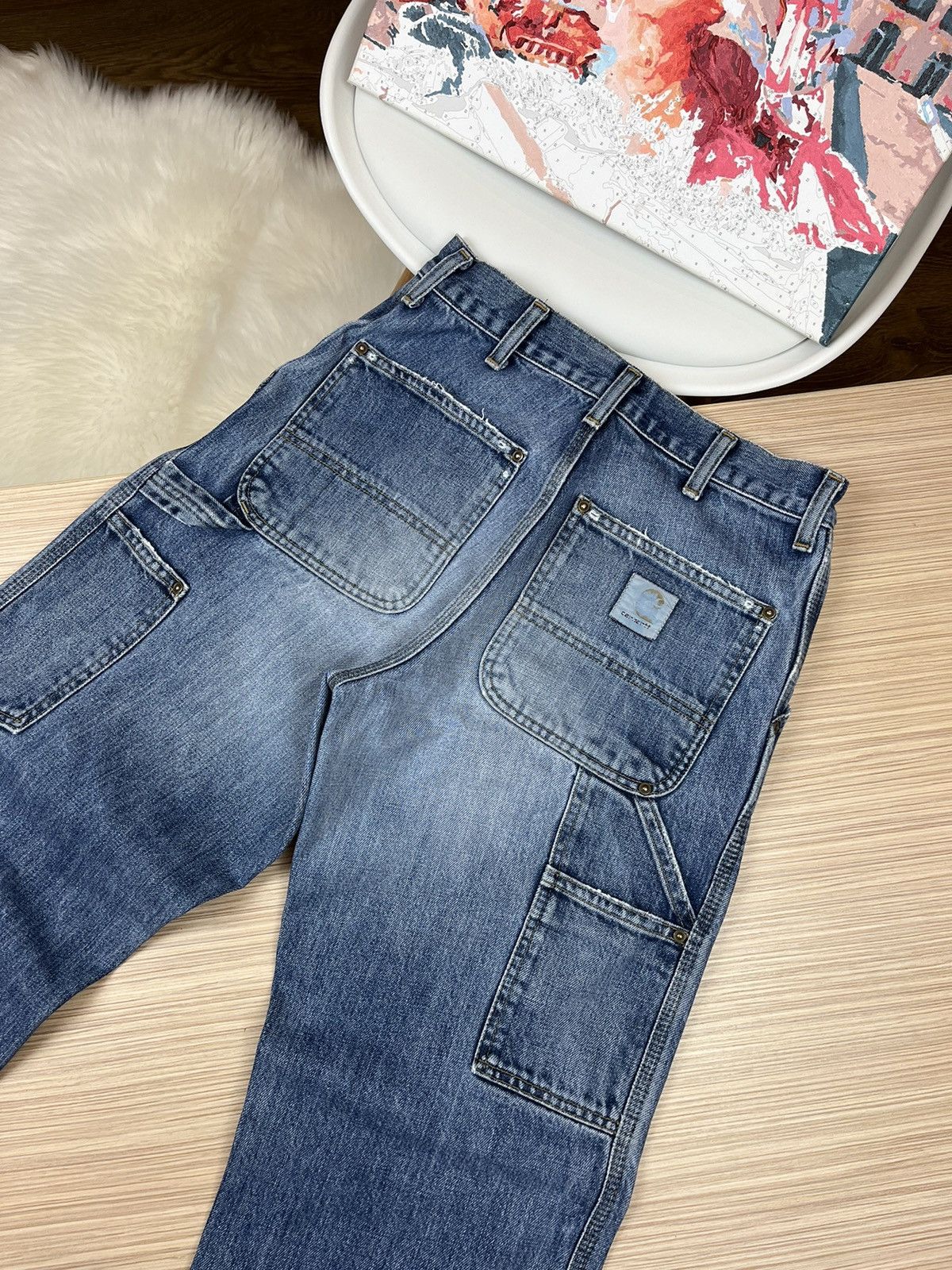 Carhartt × Vintage Crazy Vintage Carhartt Denim Dungaree Carpentar Work Pants Size US 32 / EU 48 - 11 Thumbnail