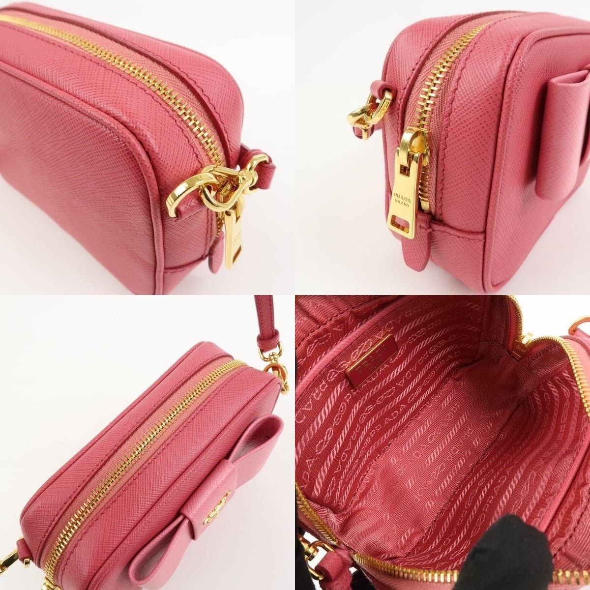 Prada Prada Saffiano Ribbon Mini Camera Crossbody Bag Pink Size ONE SIZE - 7 Thumbnail