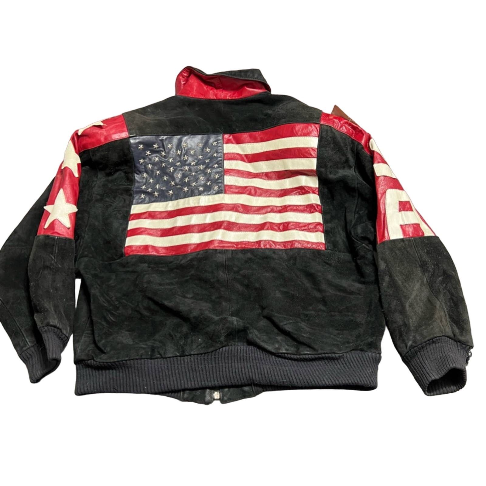 Phoenix Clothing VTG Outerwear By Phoenix USA Flag Suede Leather Jacket USA Size US L / EU 52-54 / 3 - 2 Thumbnail