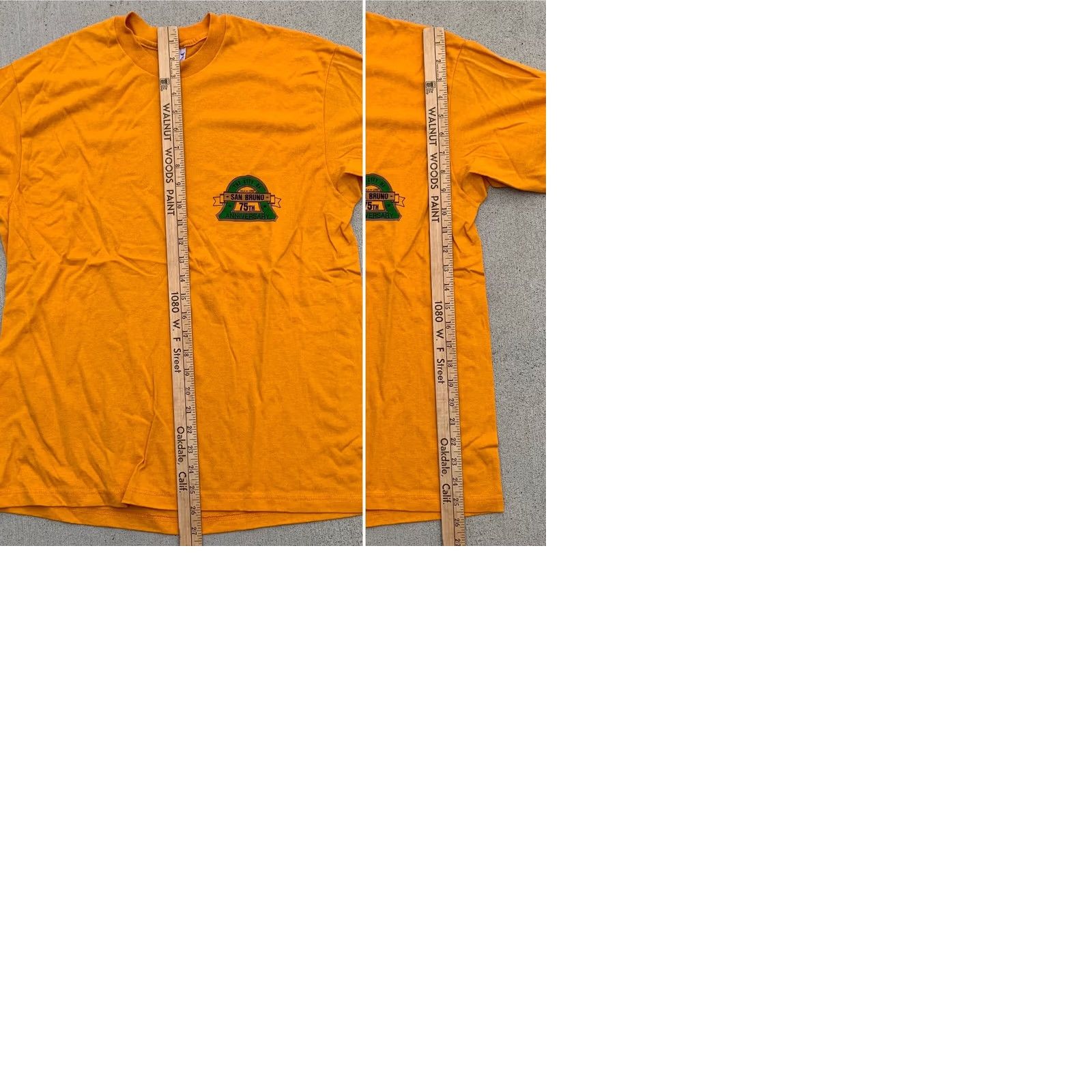 Vintage VINTAGE The City of San Bruno 75th Anniversary 1914 1989 t-shirt XL Yellow Mens Graphic Tee 1980s USA Stedman Size US XL / EU 56 / 4 - 9 Thumbnail
