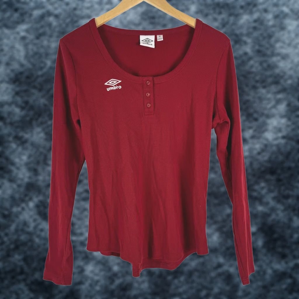 Umbro Umbro Ribbed Henley Long Sleeve Shirt Womens XL Scoop Neck Athletic Top Size XL / US 12-14 / IT 48-50 - 1 Thumbnail