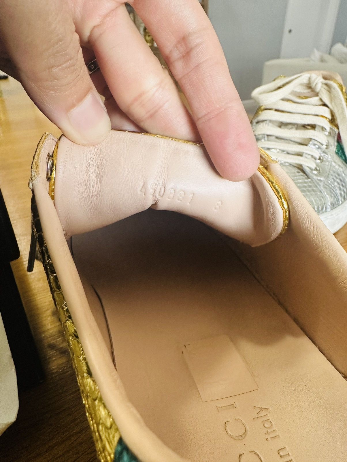 Gucci GUCCI New Ace Metallic Snakeskin Sneakers. Size 8. US 8.5 Size US 8.5 / EU 41-42 - 7 Thumbnail