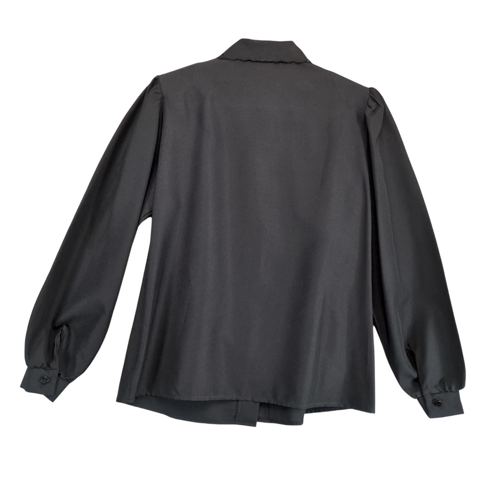 Vintage Ann Chabrol Black Blouse Women's L Lace Peter Pan Collar Size L / US 10 / IT 46 - 2 Thumbnail