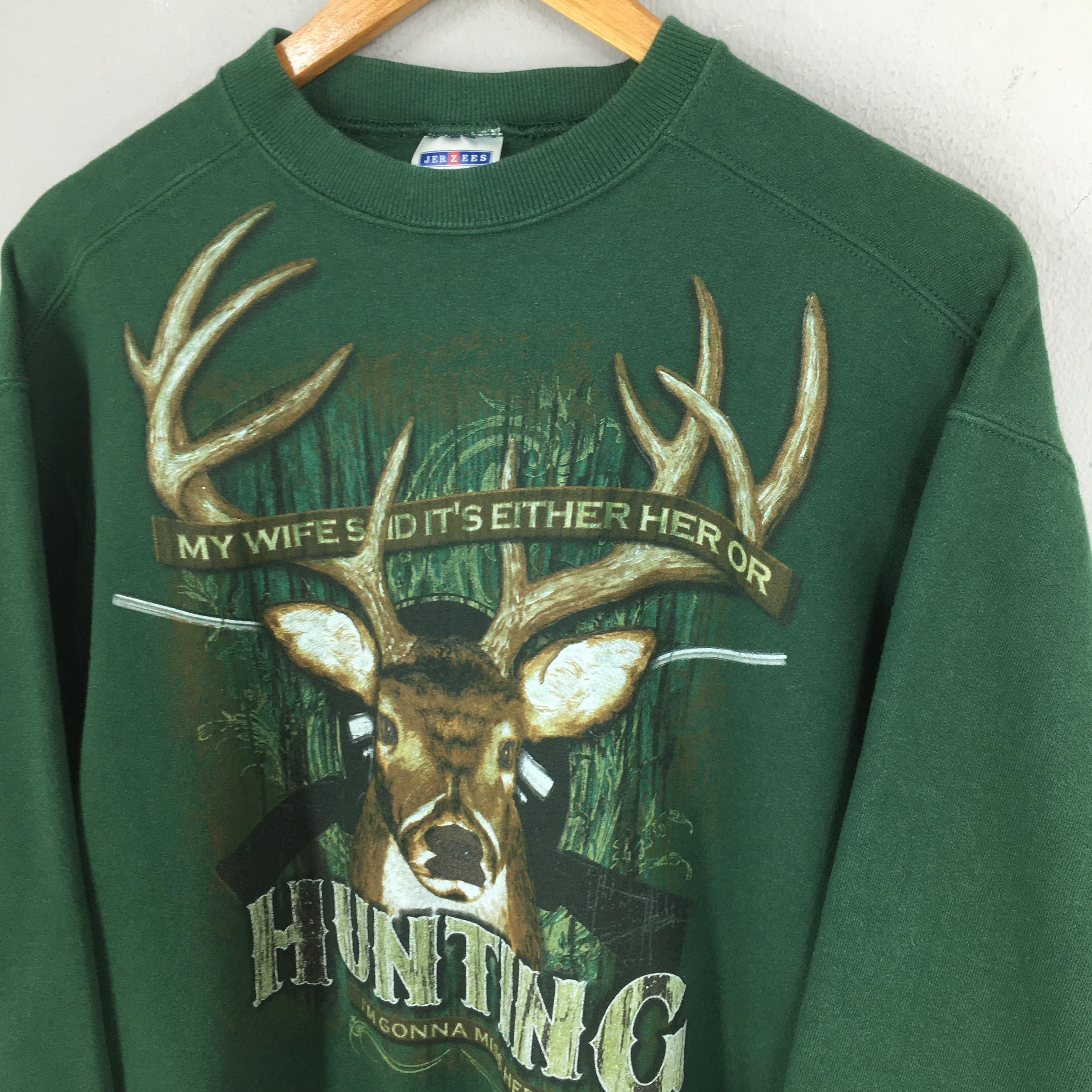 Jerzees Vintage Whitetail Deer Animal Sweatshirt Large Size US L / EU 52-54 / 3 - 3 Thumbnail