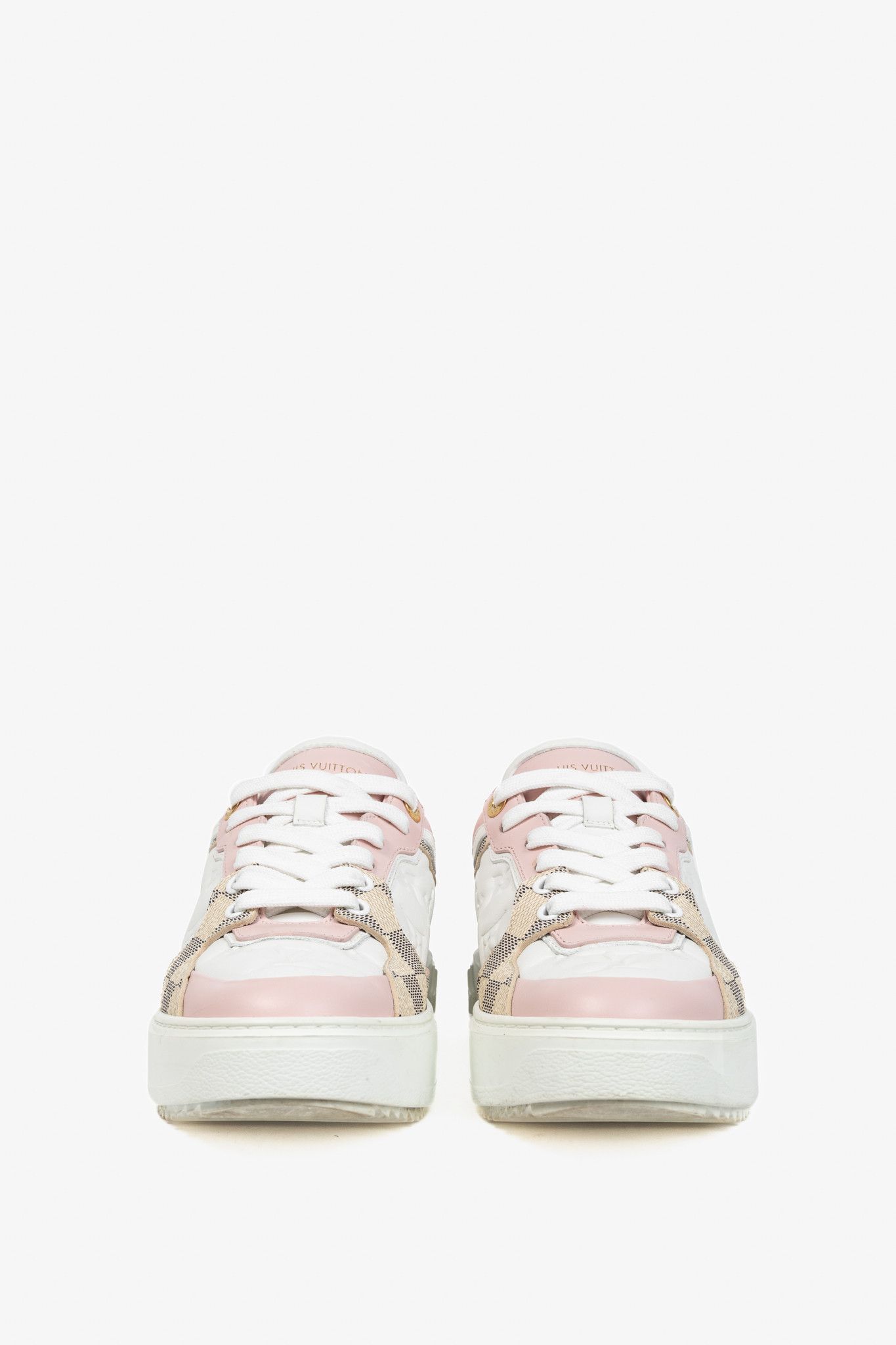 Louis Vuitton Louis Vuitton Time Out Embossed & Damier Azur Sneakers Size US 7.5 / IT 37.5 - 2 Thumbnail