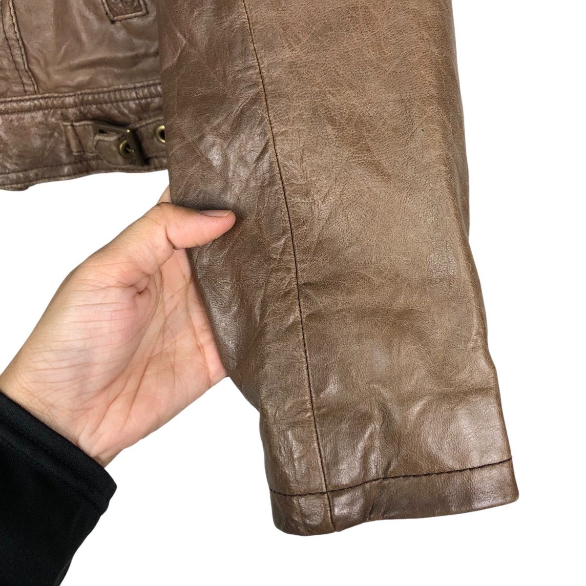 Japanese Brand 📌Vintage Cropped Biker Leather Jacket Milpano Issey Miyake Size US M / EU 48-50 / 2 - 16 Thumbnail