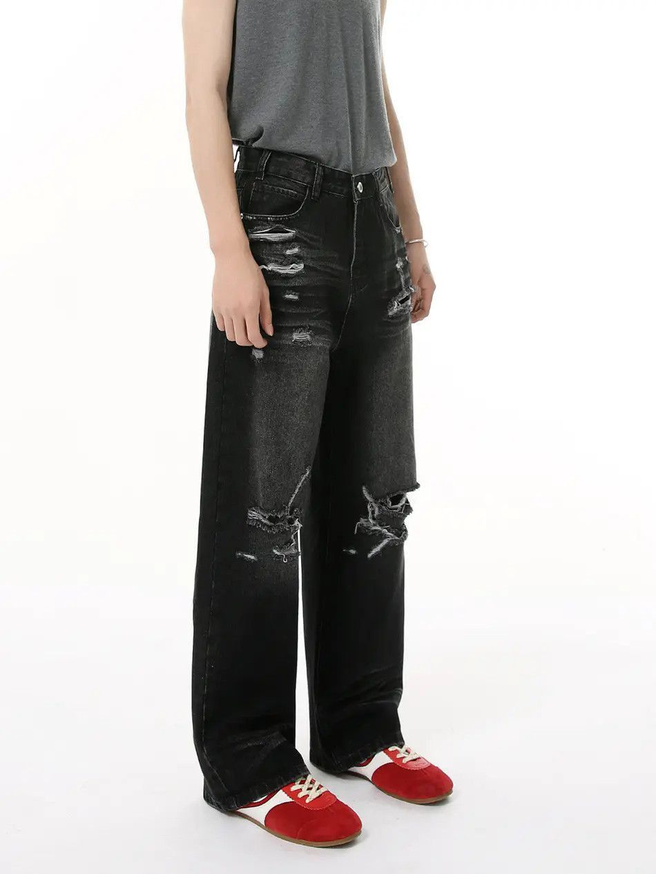 Japanese Brand Retro loose tassel ripped jeans Size US 32 / EU 48 - 4 Thumbnail