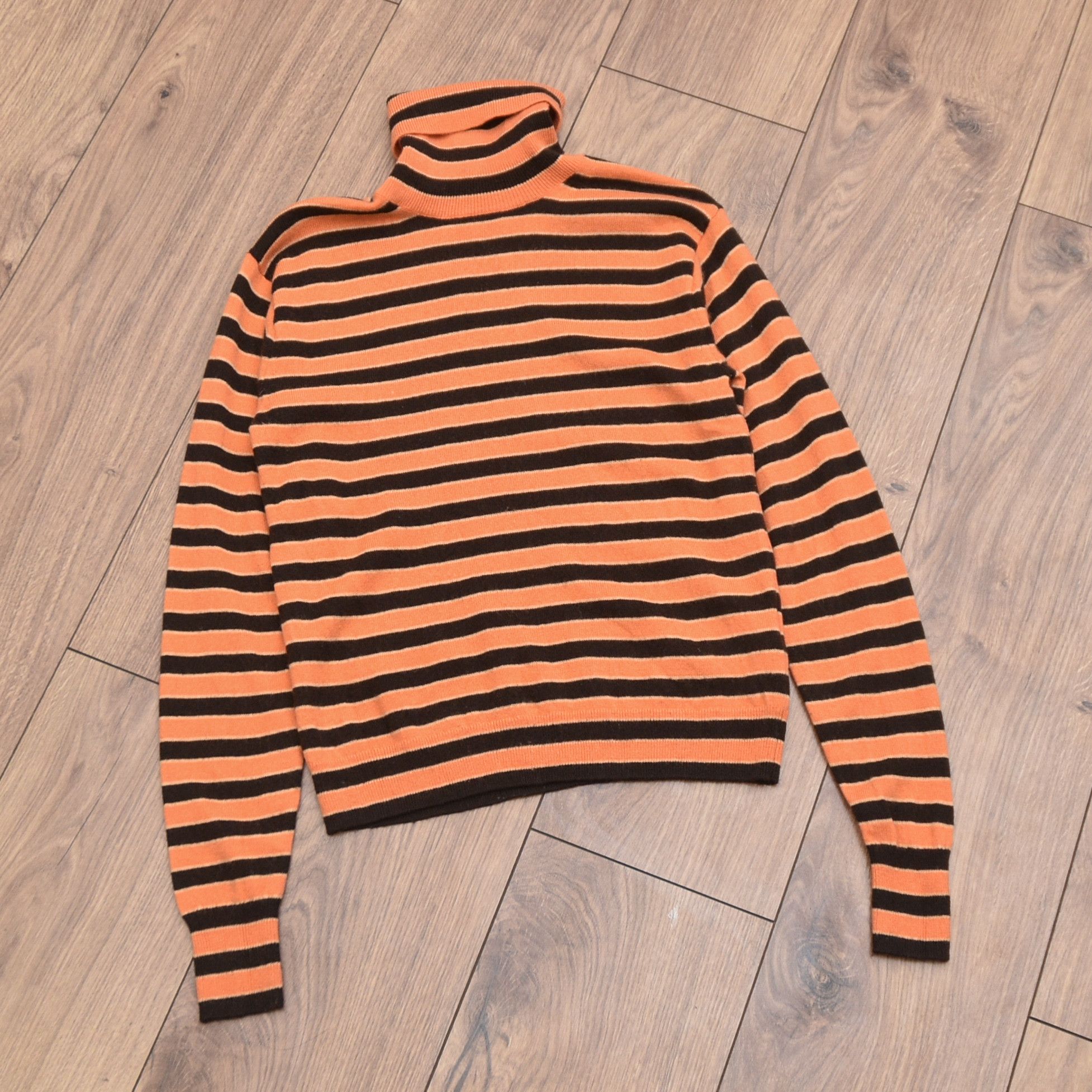 Marni × Uniqlo MARNI x UNIQLO Orange Striped 100% Cashmere Turtleneck Size XS / US 0-2 / IT 36-38 - 4 Thumbnail