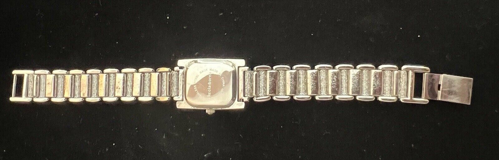 Designer Liz Claiborne Silver Tone Watch MOP Rhinestones New Battery Size ONE SIZE - 6 Thumbnail
