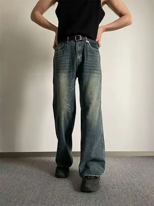 Japanese Brand Kino Men's street washed distressed straight jeans y2k Size US 32 / EU 48 - 2 Thumbnail