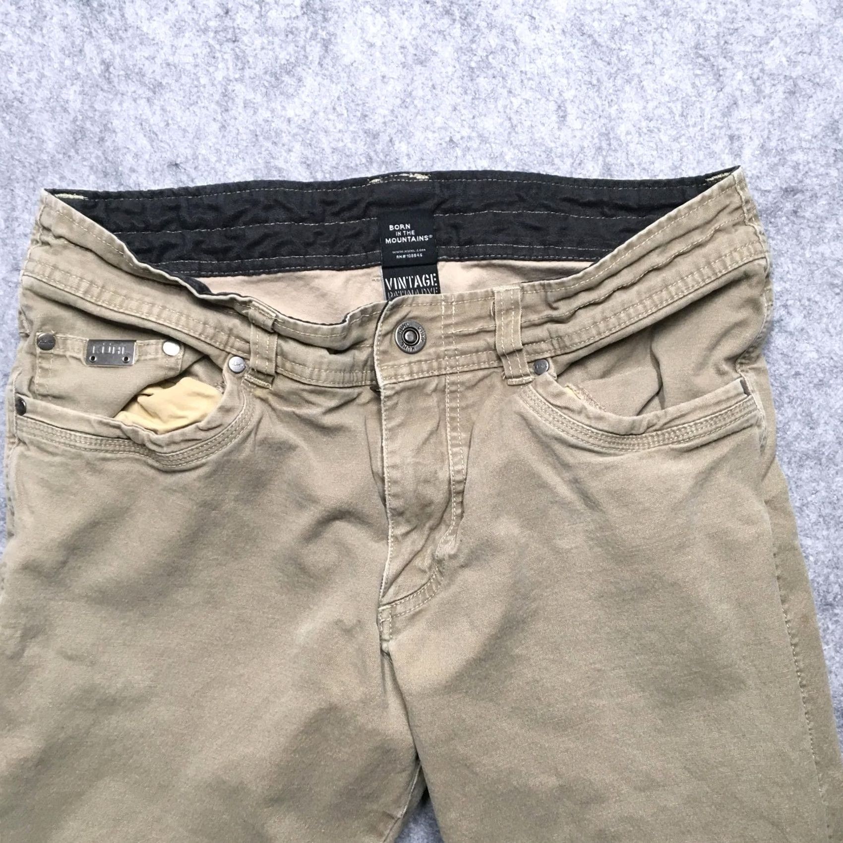 Vintage KÜHL Kanvus Jean Mens 34x30 Beige Relaxed Straight Canvas Jeans Stretch Outdoor Pants Size US 34 / EU 50 - 3 Thumbnail