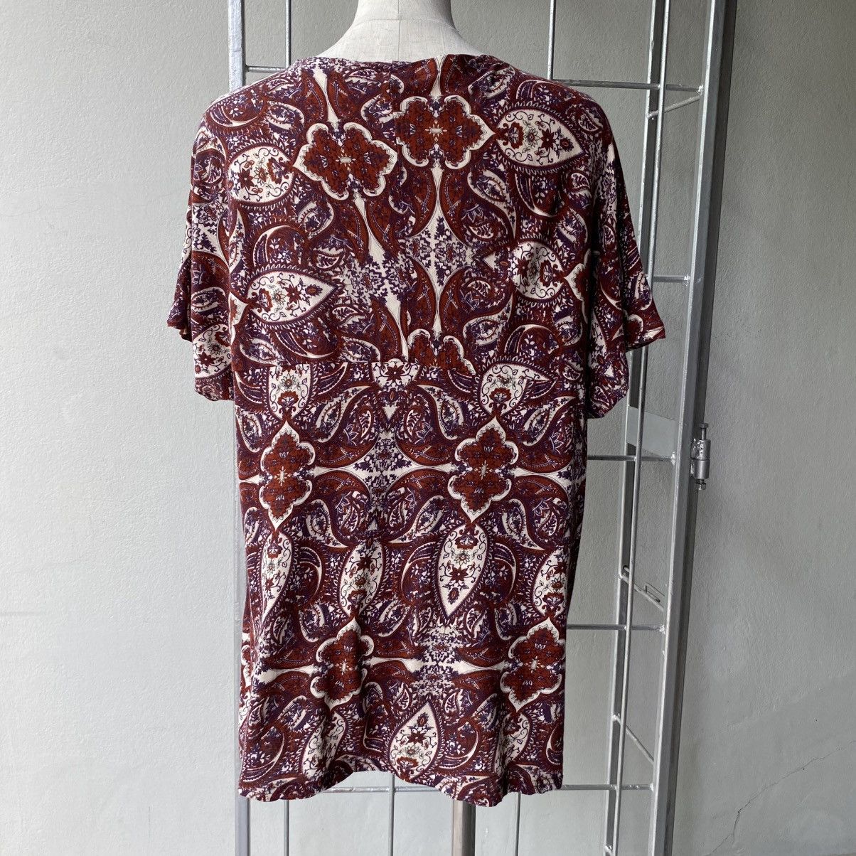 Issey Miyake Plantation Burgundy Paisley Floral Blouse Size M / US 6-8 / IT 42-44 - 14 Thumbnail