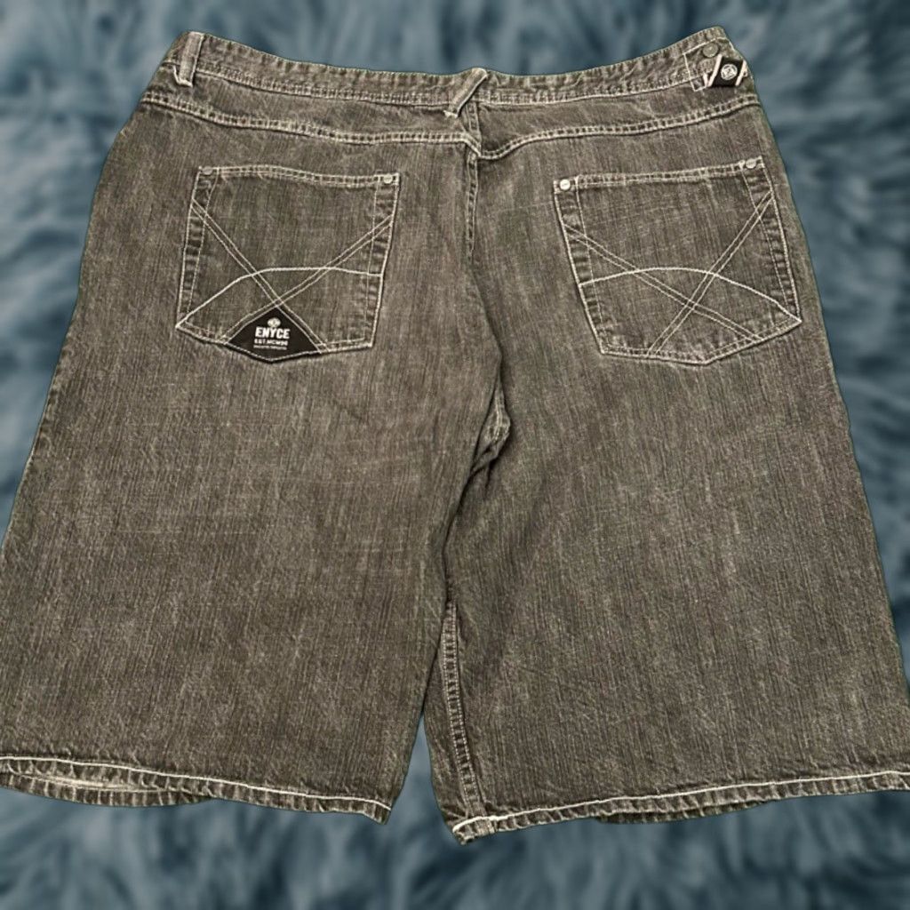 Enyce VINTAGE Enyce Baggy Hip Hop Skater Grunge Jeans Shorts Men Size 44 Jorts Black Logo Pockets JNCO Dark 90s Grunge Hip Hop Punk Y2K Skater Mens Size US 44 / EU 60 - 1 Thumbnail