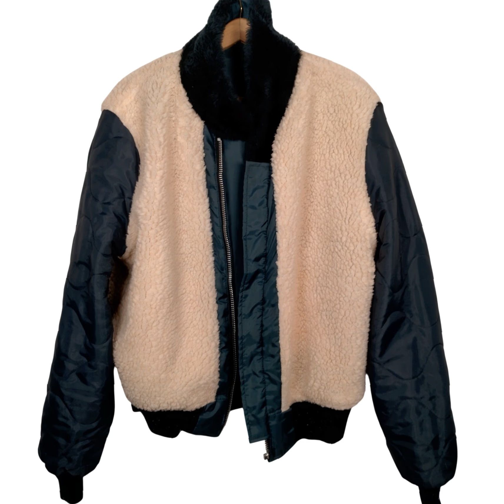 Vintage VINTAGE Flight Jacket Men Large Blue Nylon Bomber Sherpa Lined Zip Workwear Jacket Size US L / EU 52-54 / 3 - 3 Thumbnail