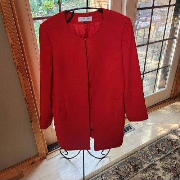 Vintage Tahari Arthur S. Levine Red Lined Sz. 14 Jacket with Pockets Size XL / US 12-14 / IT 48-50 - 1 Thumbnail