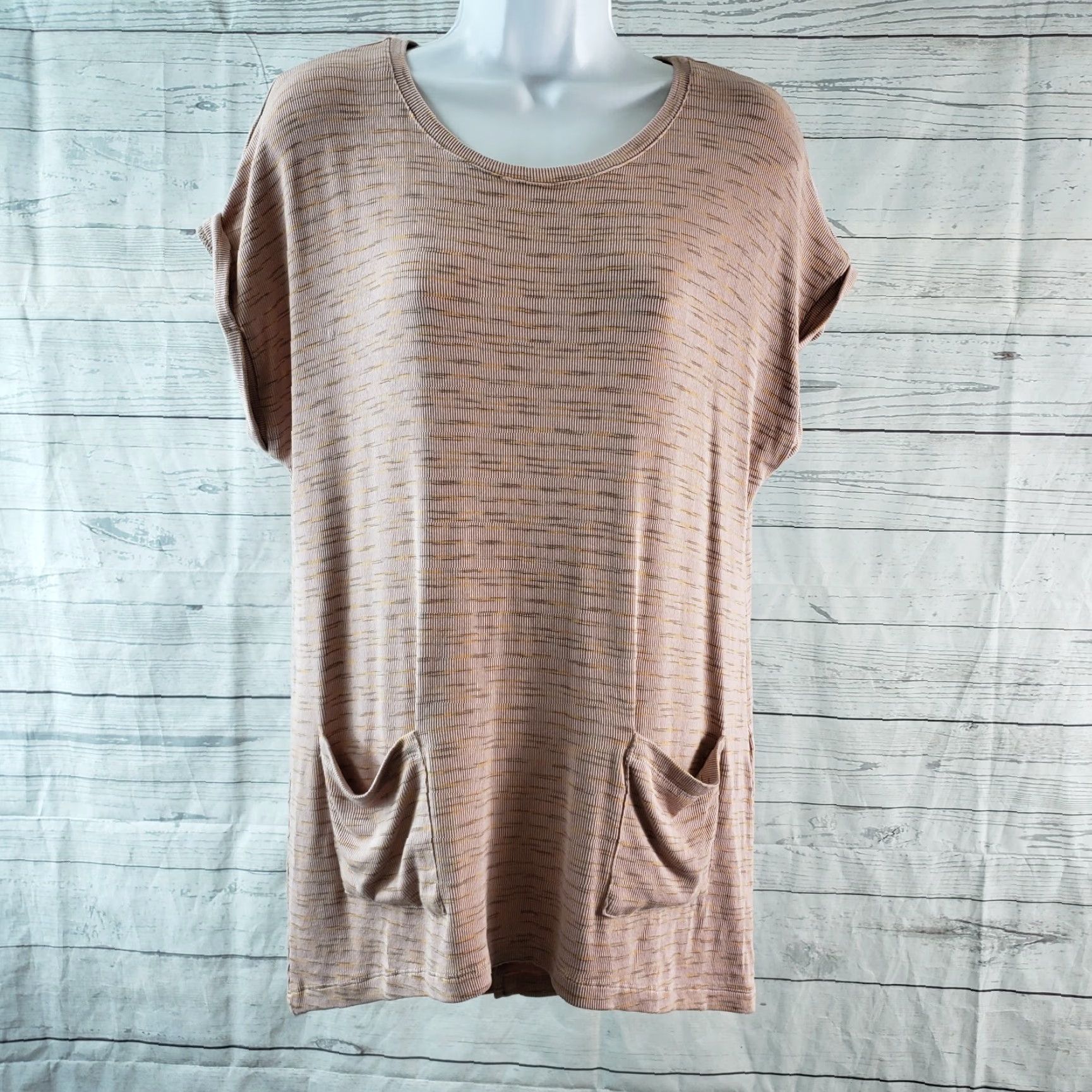 Vintage LOGO by Lori Goldstein Womens Blouse Shirt Sz M Pink Short Sleeve Ribbed Back Tunic Ladies Mens Womens Size M / US 6-8 / IT 42-44 - 2 Thumbnail