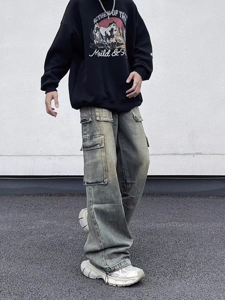 Japanese Brand × Jean Vintage Washed Workwear Straight Leg Loose Jeans Size US 32 / EU 48 - 3 Thumbnail