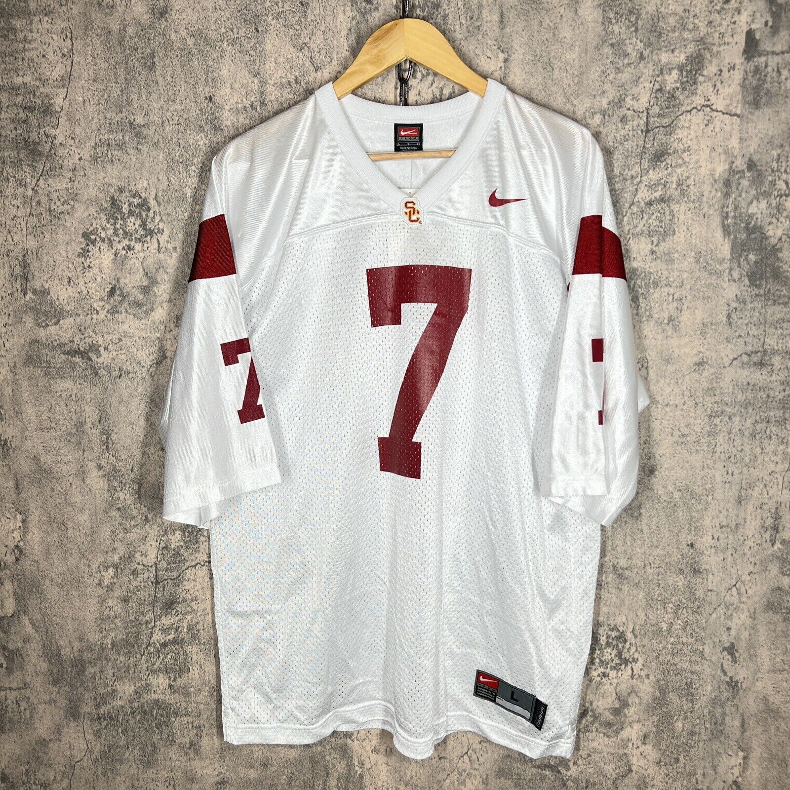 image of NCAA x Nike Vintage Nike USC Trojans Football 7 Jersey White NWT Large, Men's