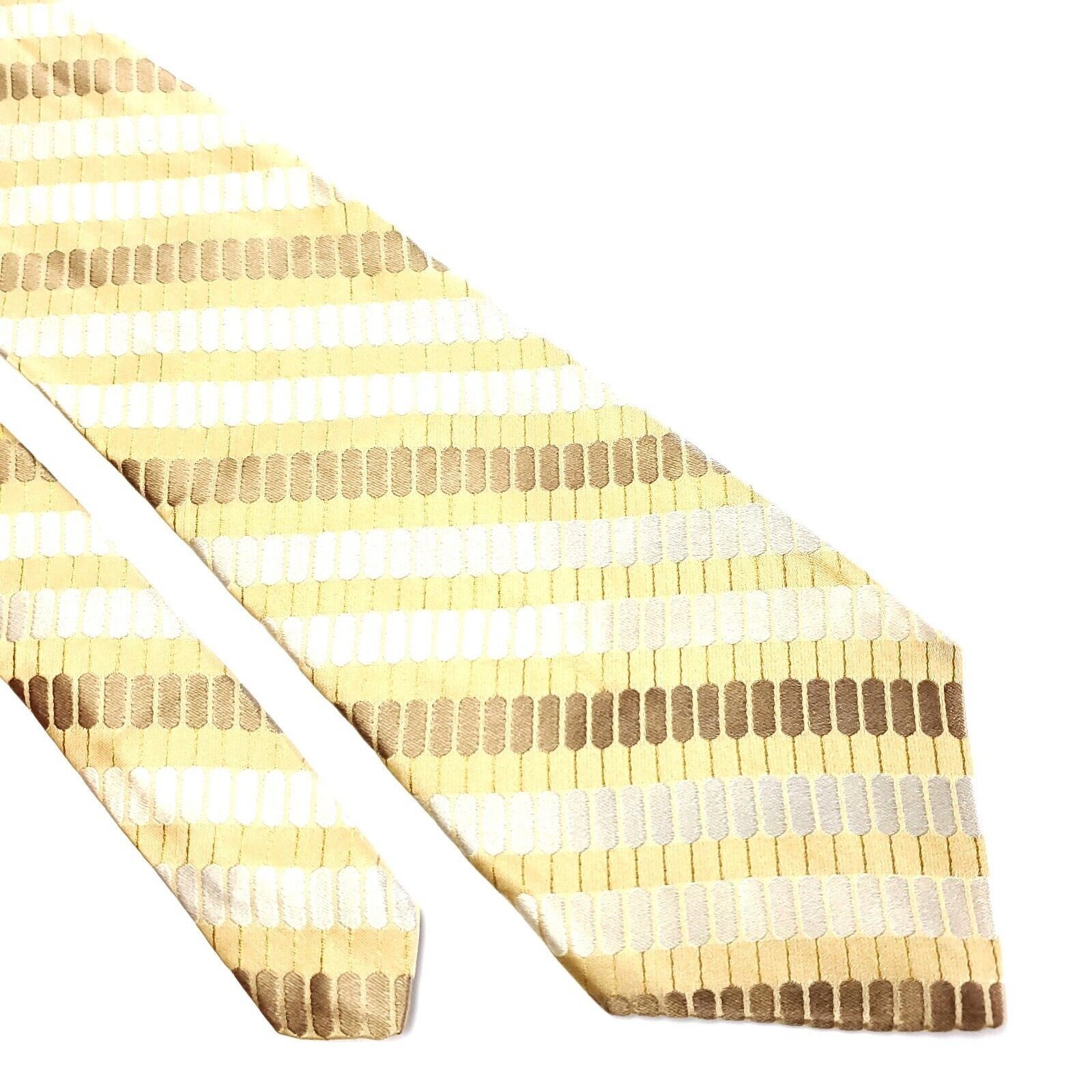 Vintage Gianfranco Ruffini Italy Yellow Striped Woven Silk Tie Size ONE SIZE - 1 Thumbnail