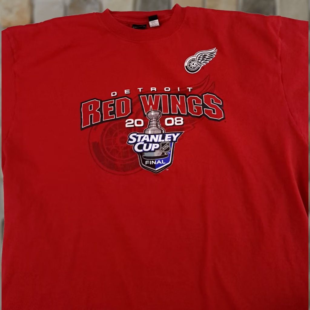Vintage VINTAGE Detroit Red Wings Stanley Cup 2008 Hockey T-Shirt Gear for Sports LG Red Unisex Adults Size US XXL / EU 58 / 5 - 1 Thumbnail