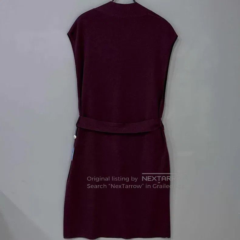 Hermes Hermes Burgundy Cashmere Sleeveless Open Cardigan Dress Size XXS / US 00 / IT 34 - 3 Thumbnail