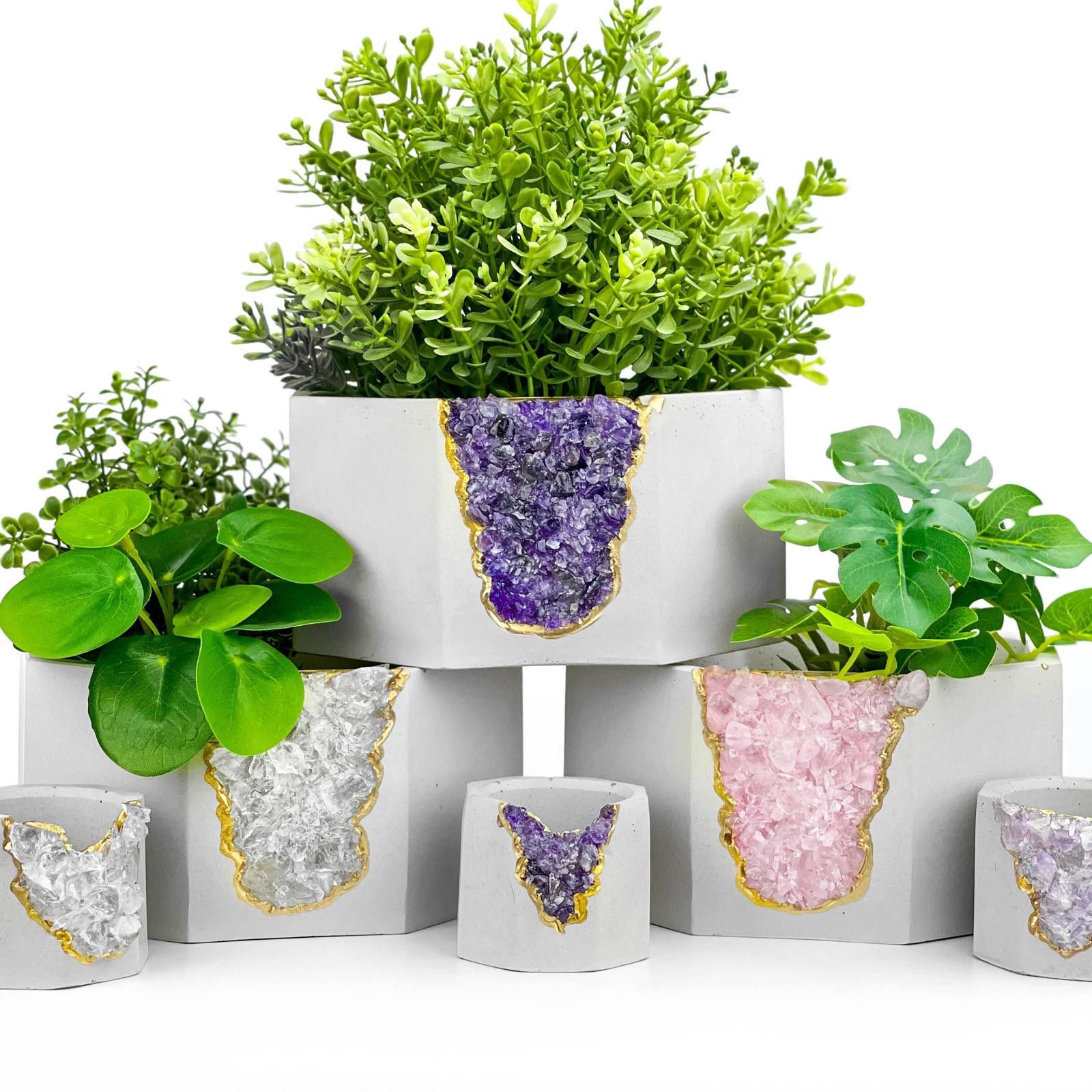 Other Raw Clear Quartz Crystal Planter | Large Geode Succulent Pot Size ONE SIZE - 7 Thumbnail