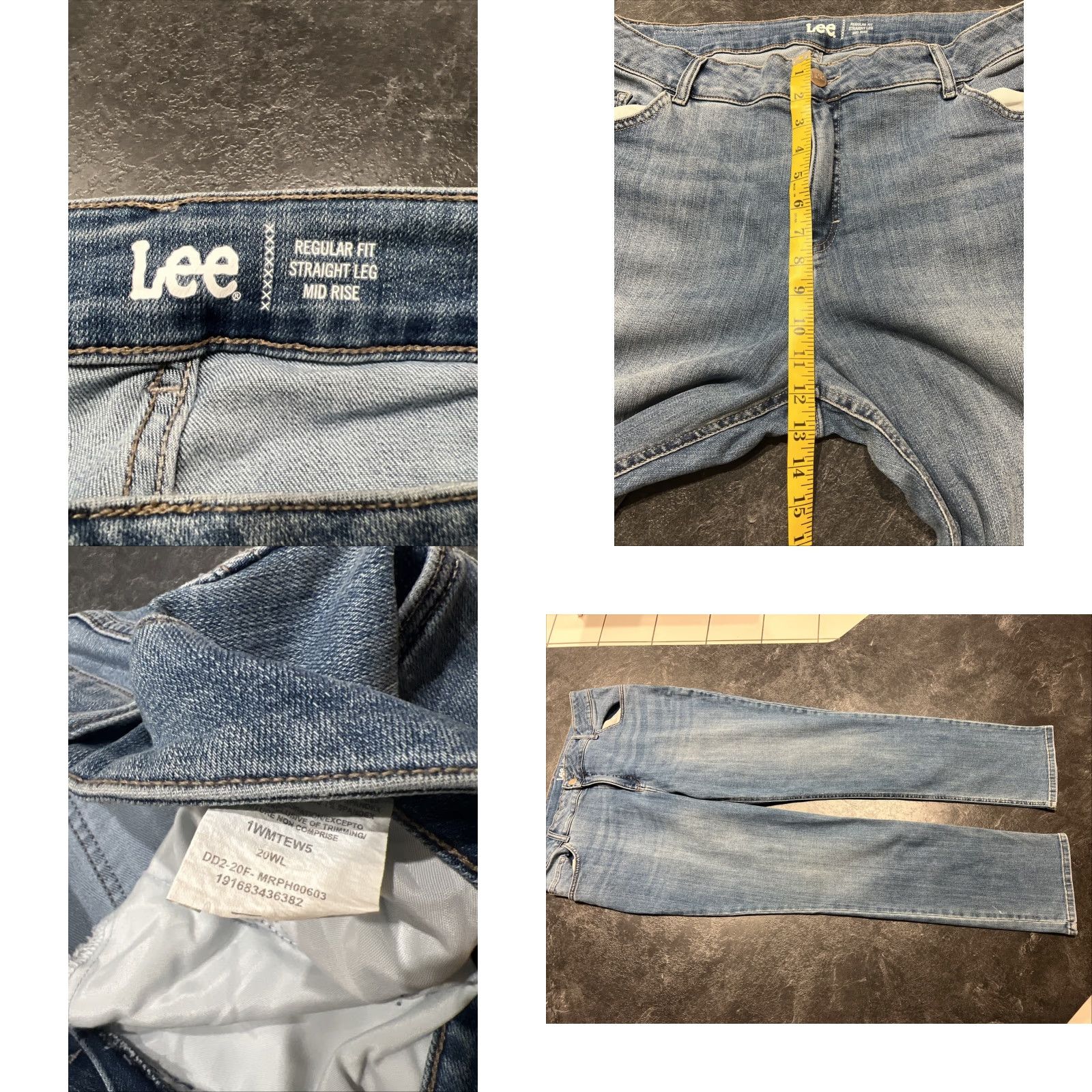 Lee Lee Women's 20W Blue Straight Denim Jeans Regular Fit Mid Rise Size 42" / US 20 - 8 Thumbnail