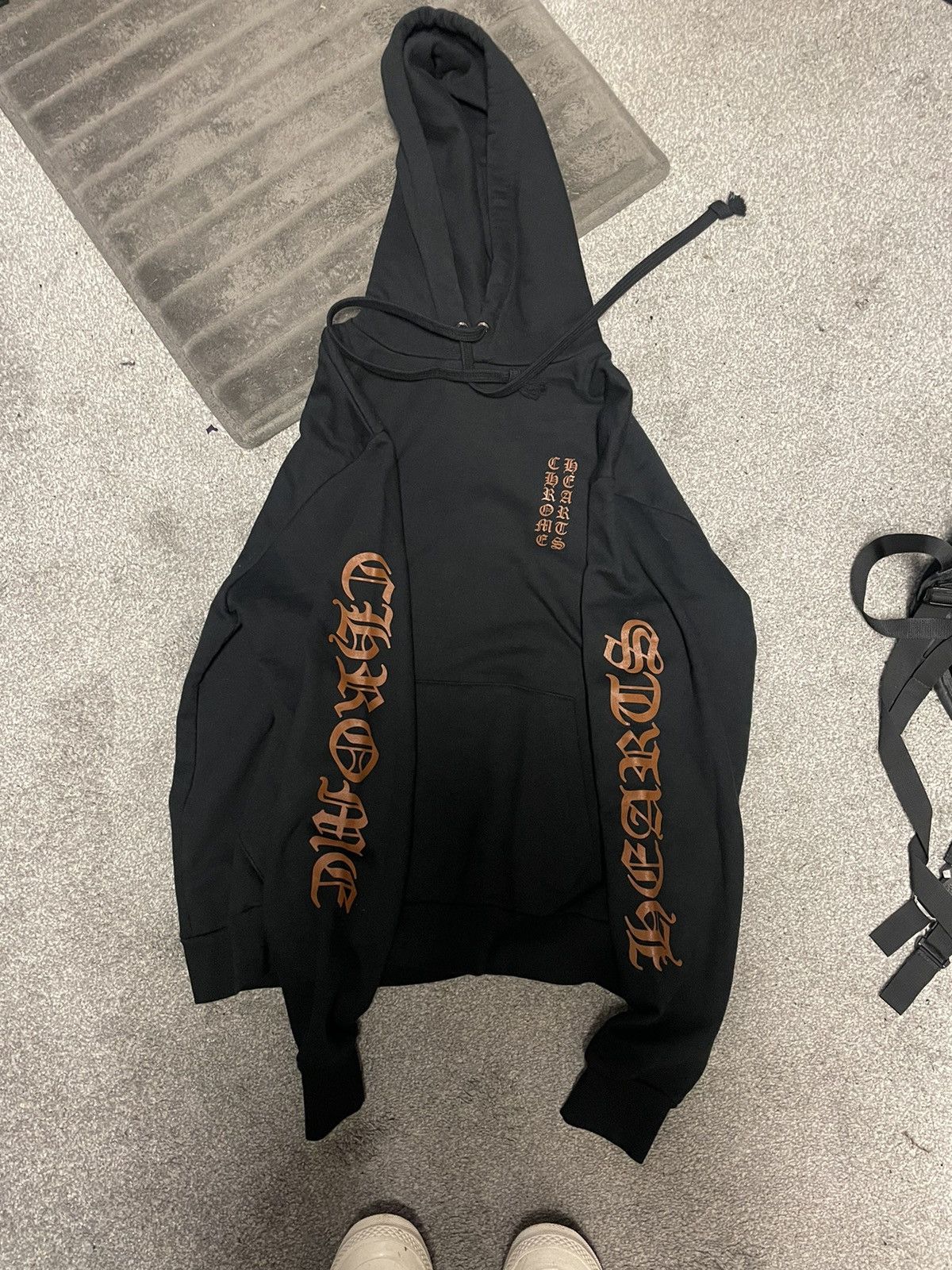 image of Chrome Hearts Vertical Logo “Fuck You” Hoodie in Black, Men's (Size Medium)