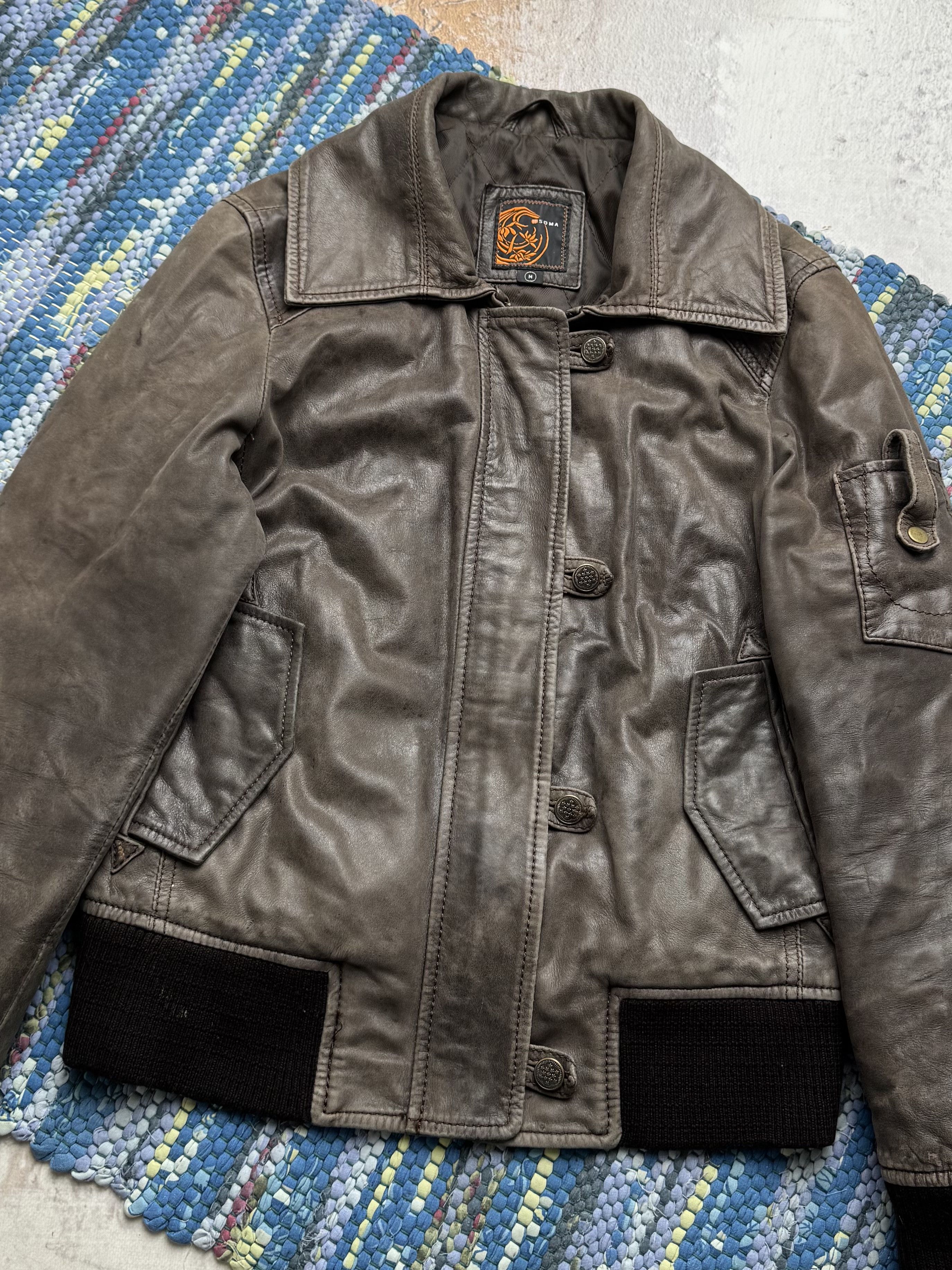 Vintage Vintage Real Leather Bomber Jacket Button Up Casual Jacket Size M / US 6-8 / IT 42-44 - 2 Thumbnail