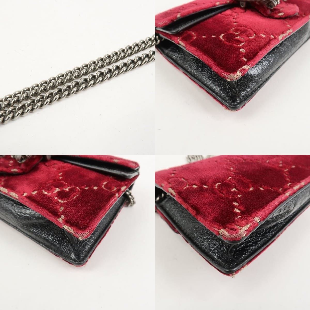 Gucci Gucci Dionysus Super Mini Velvet Flap Bag Red Size ONE SIZE - 4 Thumbnail