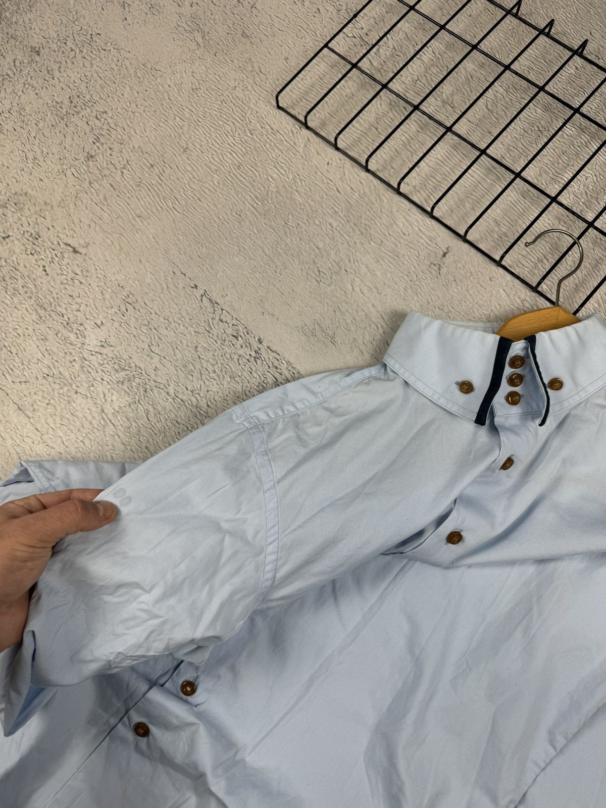 Vintage × Vivienne Westwood Blue Vivienne Westwood 3 Button Krall Shirt Orb Embroidery Size US XL / EU 56 / 4 - 7 Thumbnail