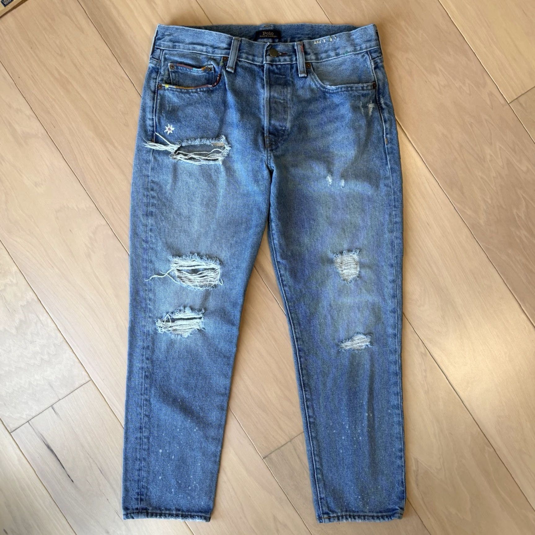 Polo Ralph Lauren VINTAGE Polo Ralph Lauren Jeans Women 30 Blue Avery Boyfriend Distressed New York RRL Size 30" / US 8 / IT 44 - 2 Thumbnail
