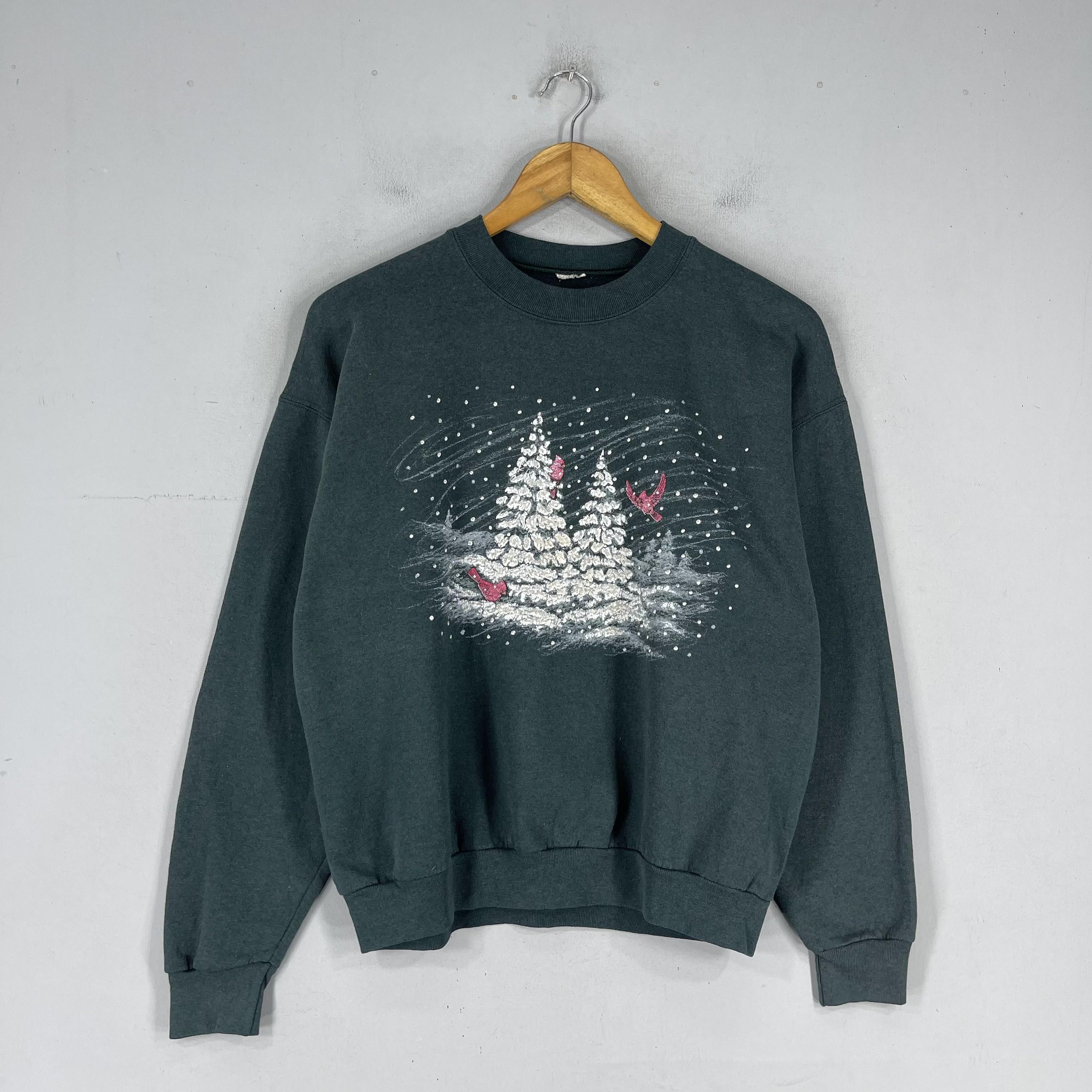Vintage Vintage Y2K RED CARDINALS Icy Forest Printed Sweatshirt Size US M / EU 48-50 / 2 - 3 Thumbnail