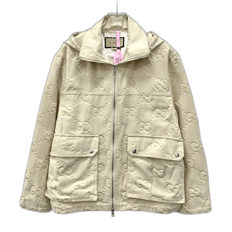 Gucci Beige Logo Hooded Zip Jacket by Gucci Size US S / EU 44-46 / 1 - 1 Thumbnail